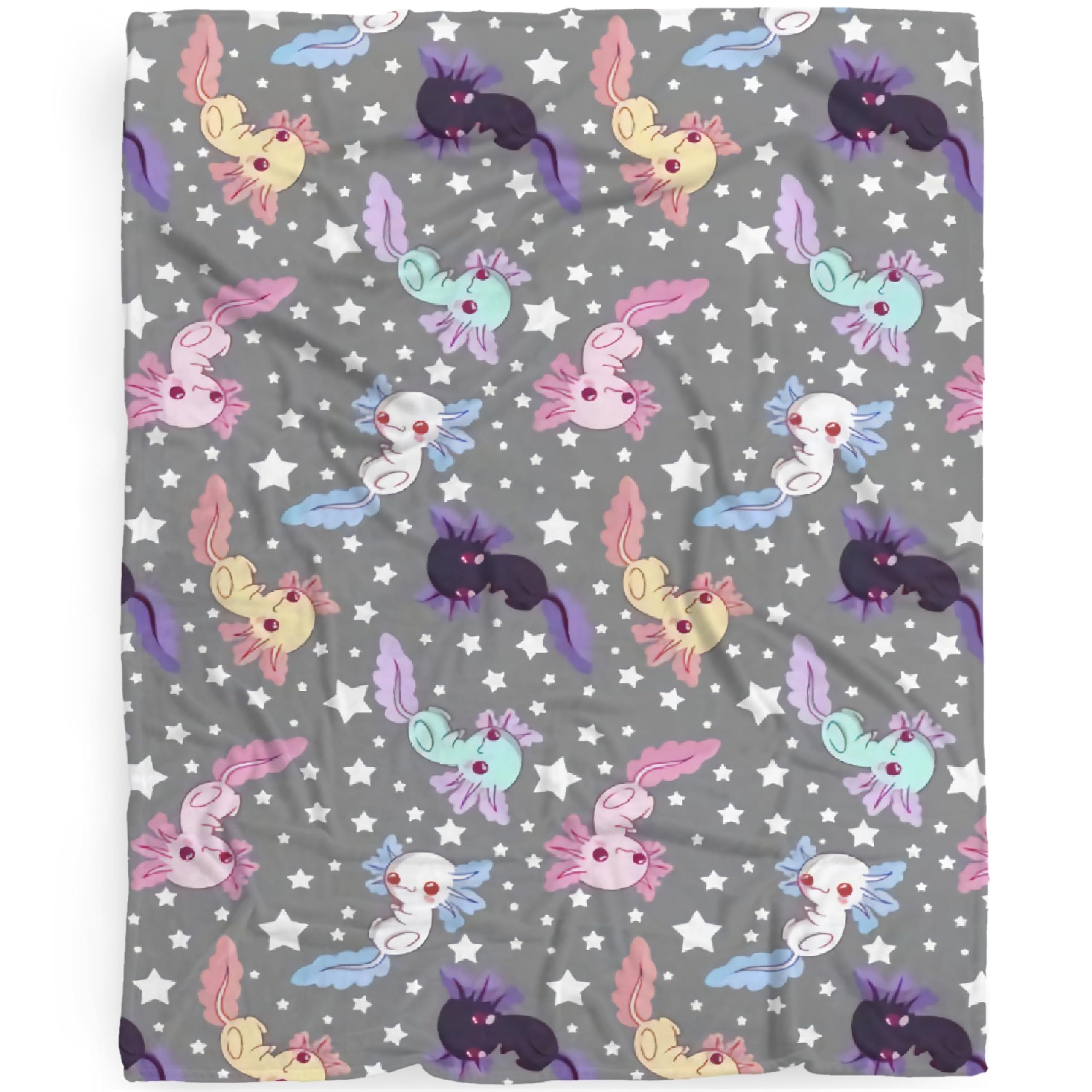 Colorful Cute Axolotl Blanket Gift for Boys Girls, Axolotls Throw Blanket Gifts for Teens Salamander Decor Kawaii Animal Soft Lightweight Flannel Fleece Wild Fish Blankets for Sofa Bed 60x50In
