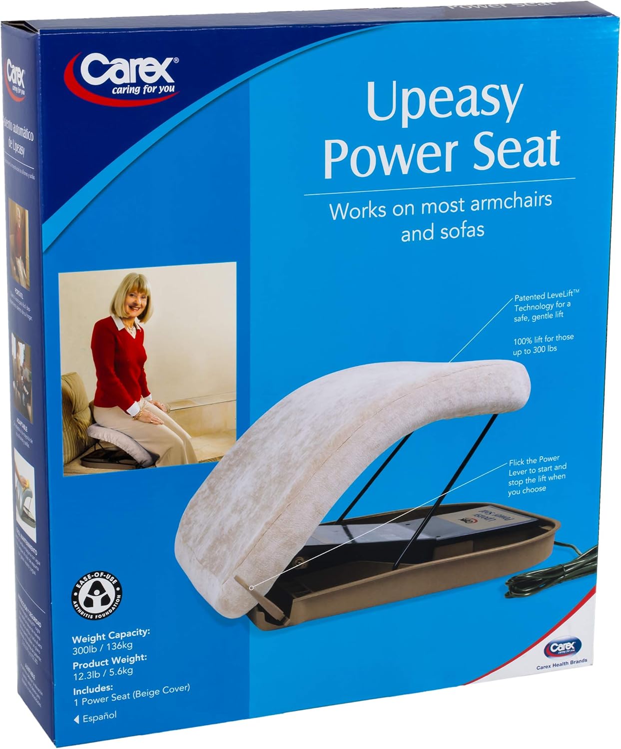 Carex Upeasy Power Seat, Portable Electric Lifting Seat, with Support for Up to 300 Pounds, Provides 100% Assistance : Health & Household