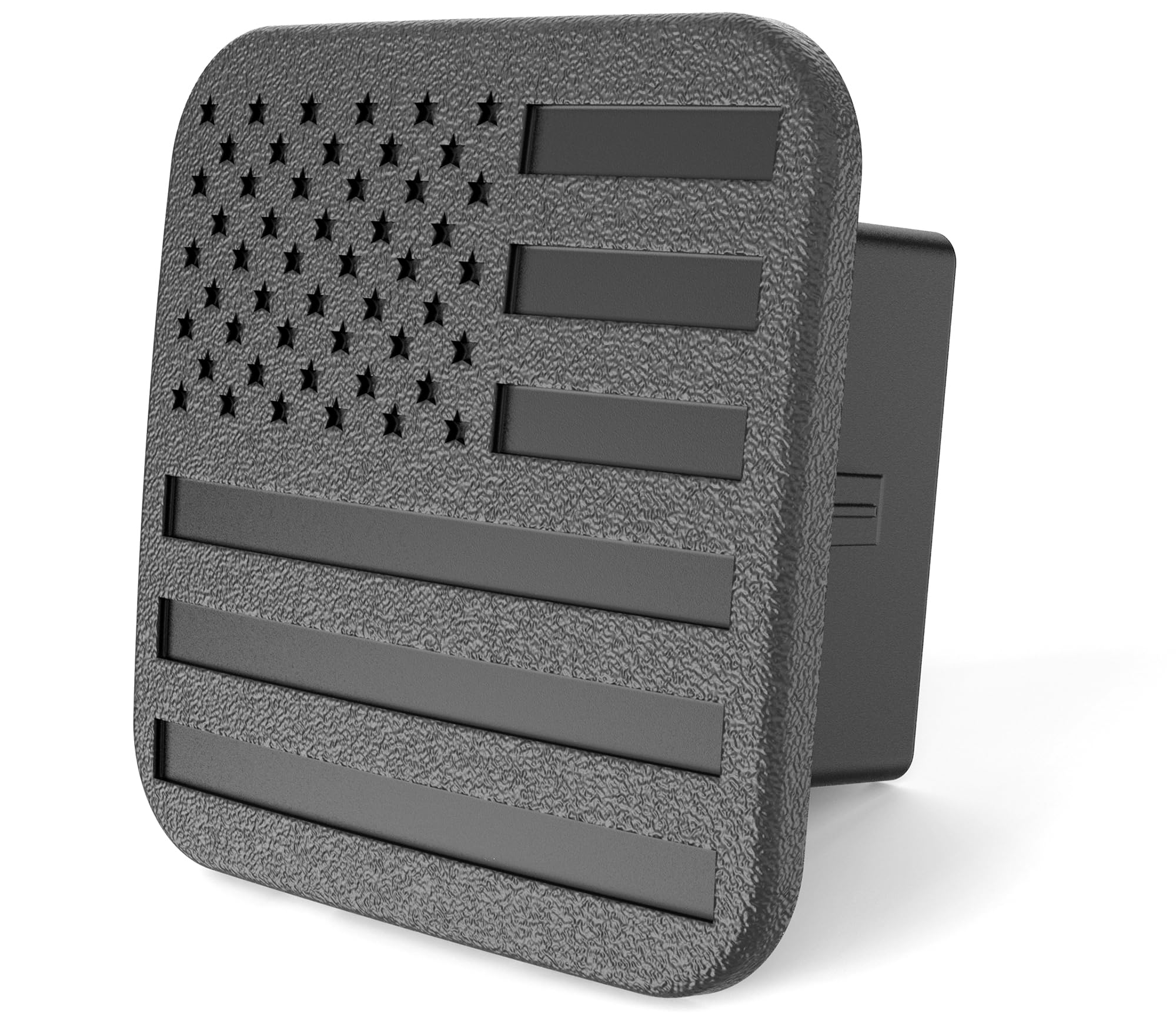 2" Black American Flag Hitch Plug Cover for 2 Inch Receiver, Heavy Duty Rubber Trailer Hitch Cover for Trucks, SUV, Tow Hitch Receiver Plug, No Pin Needed (Fit 2" receivers)