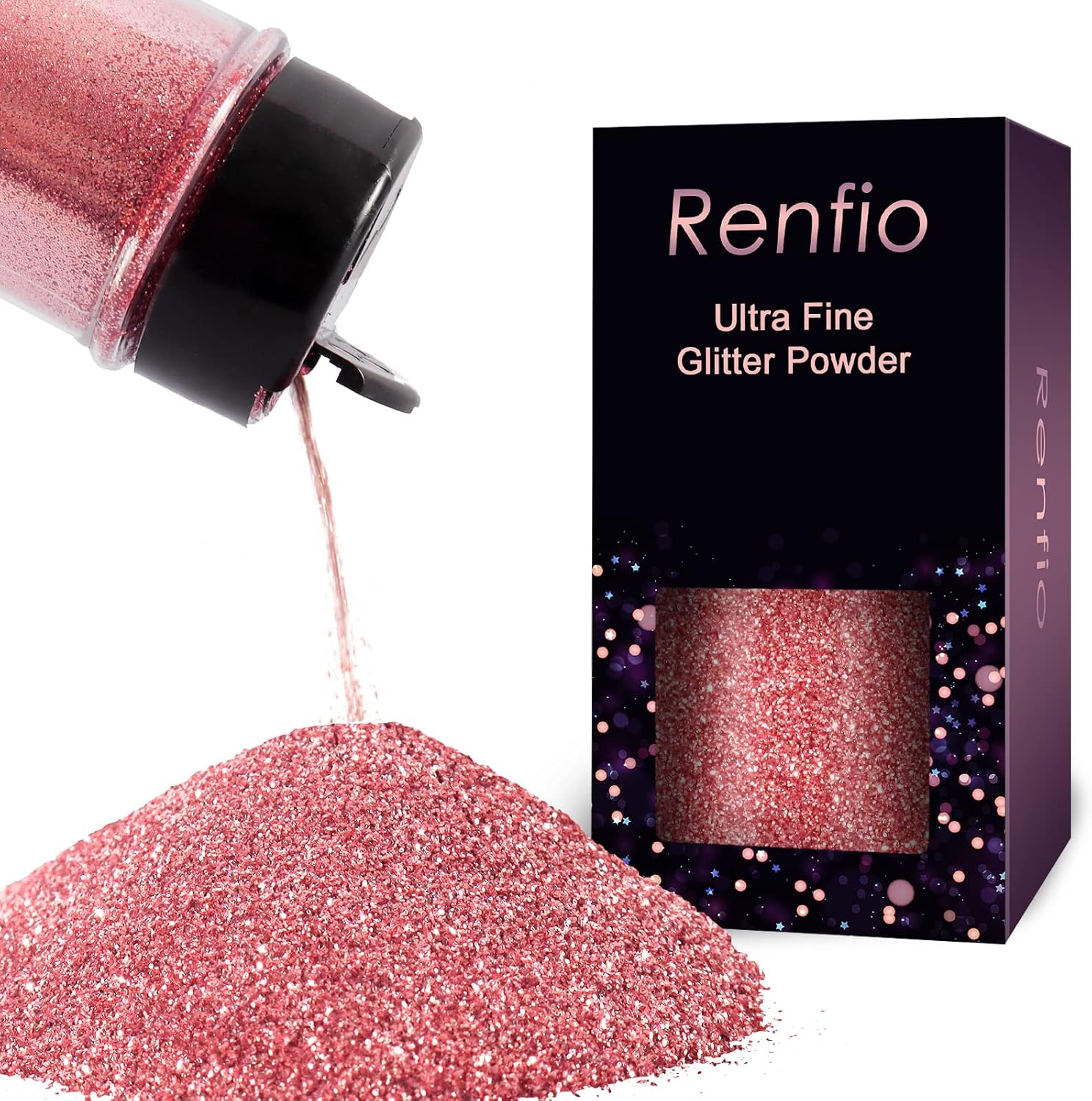 Renfio Ultra Fine Glitter Powder Metallic Resin Glitter 2.11 Oz (60g) Flakes Crafts Sequins Epoxy Chips Flake for Tumblers Slime Painting Arts Nail Holiday Decoration