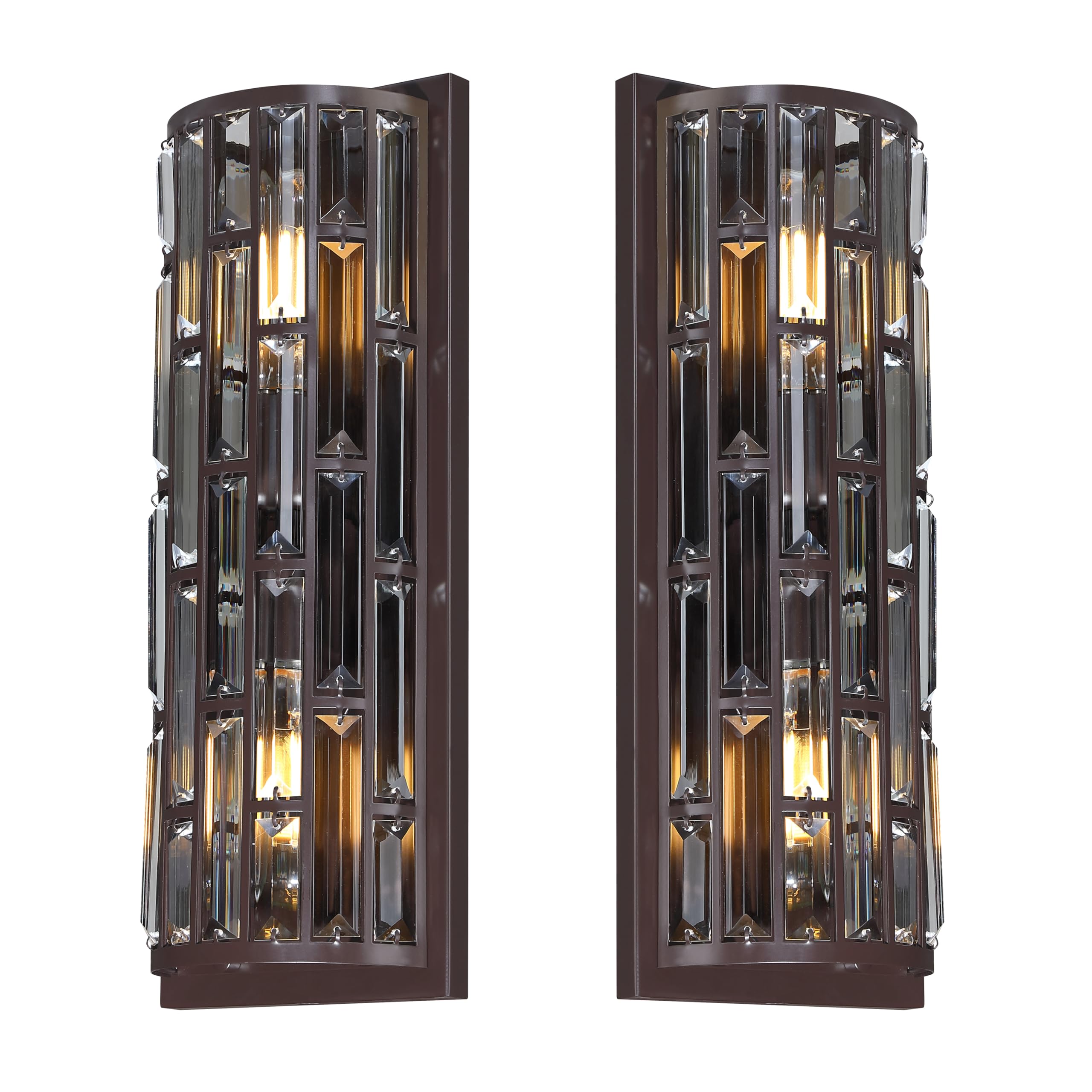 3-Pack Crystal Lamp Shades – Brushed Nickel Finish, 1.66" Fitter, 7.1"H X 5.3"D, Replacement For Pendant & Sconce Lights