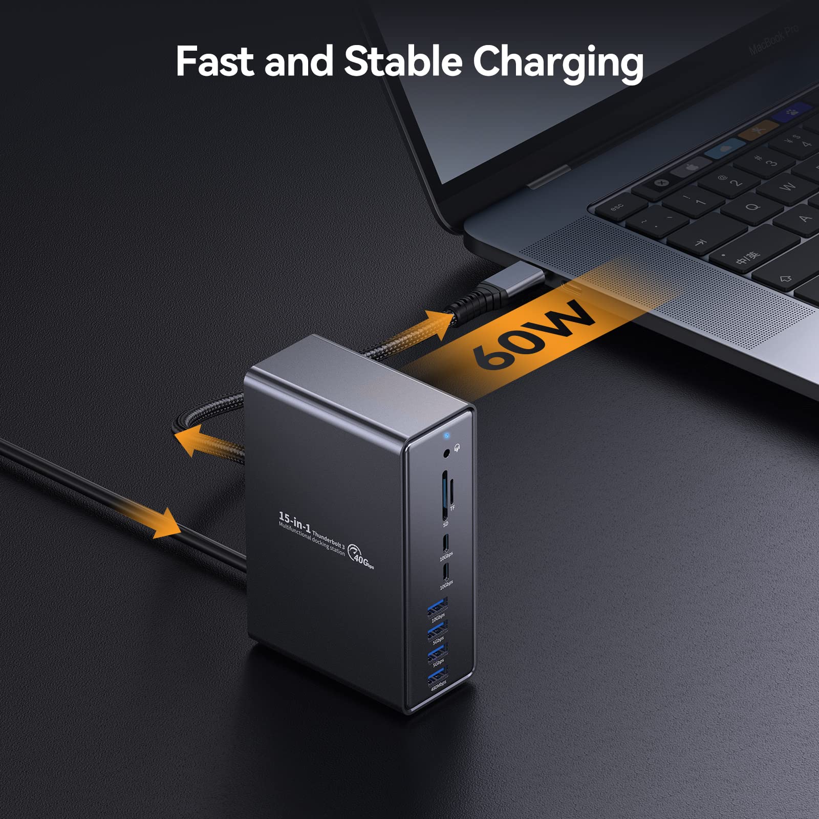 Docking station Thunderbolt 3 per Mac, iDsonix 16 in 1 USB C Dock Universale for USB-C Laptops, 2 porte USB C (10 Gbps), 6 USB A, Ethernet, Audio, SD/TF, DP, HDMI
