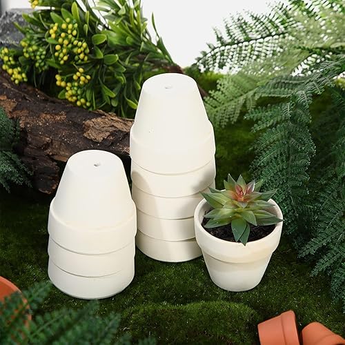 Miniatura 3 de meekoo 100 macetas de terracota de 1.2 pulgadas, color blanco, mini macetas de arcilla con agujeros de drenaje, flores de cactus, macetas de