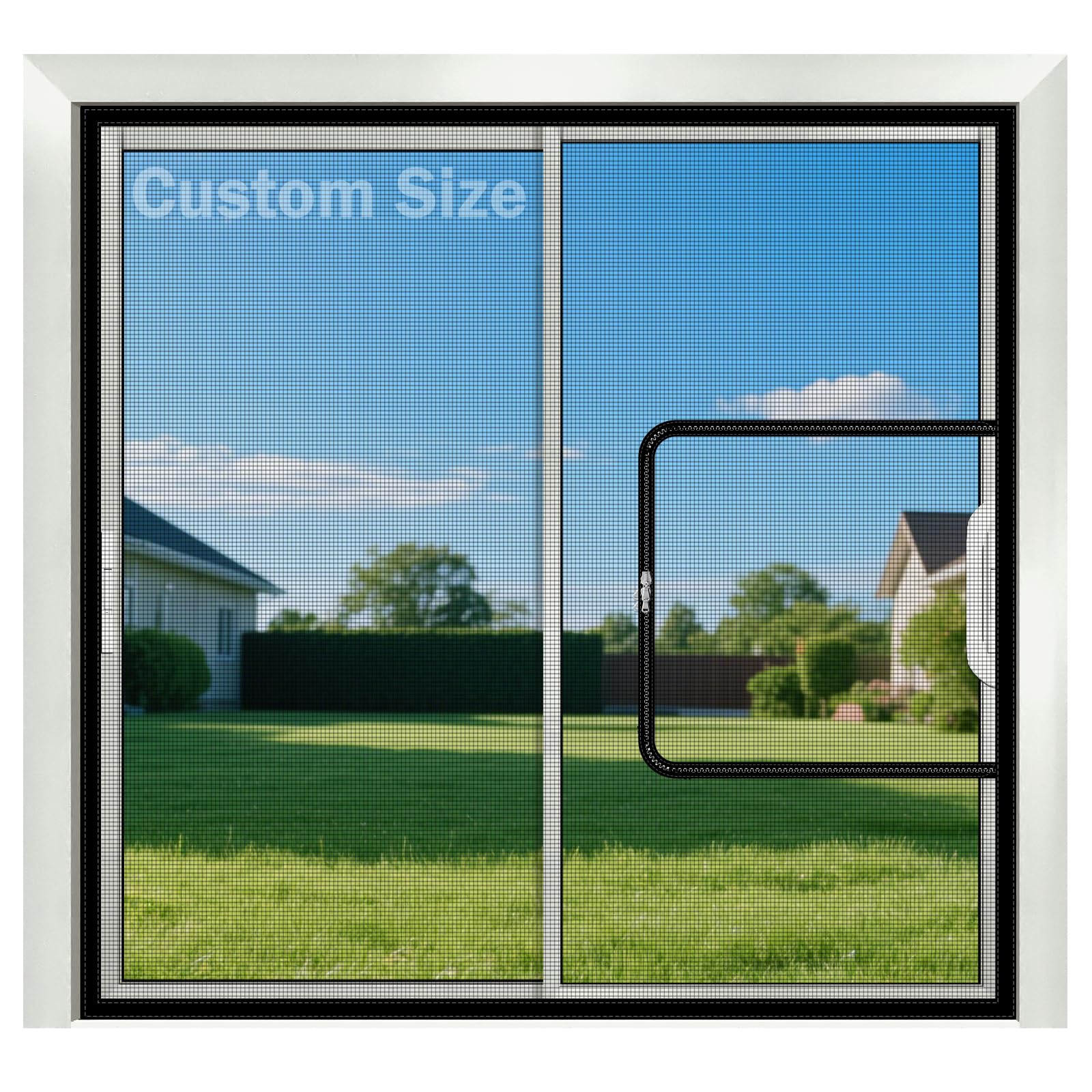 Famoum Custom Zippered Window Screen | Ideal Cat Proof Netting & Window Mesh for Insects Fly & Mosquito | Tailored Made-to-Measure Size Colour & Zipper Access