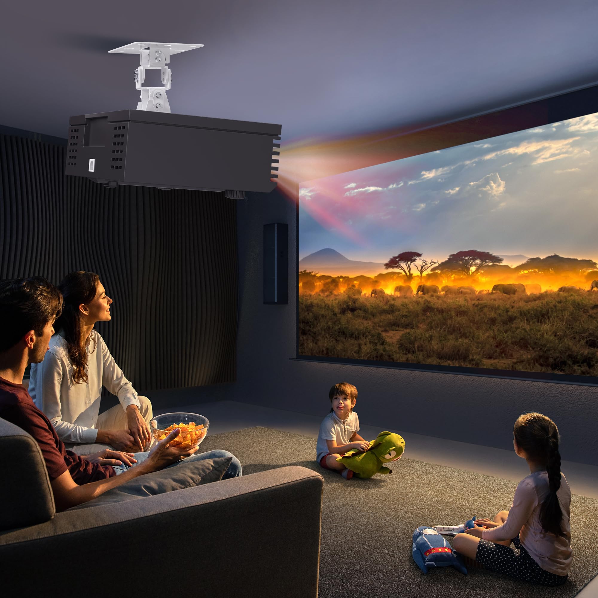 XINLEI Projektor Deckenhalterung, Mini Projektor Decke Wandhalterung Ständer Einstellbar für Mini Projektor mit 2 kostenlosen Adaptern, Weiß PR14MINIW