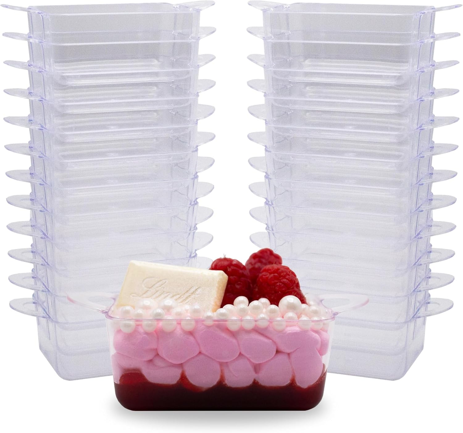 48ct Tiny 2oz Mini Clear Plastic Tray | Mini Desserts & Appetizer Cups for Parties & Catering | CMJJ image 3