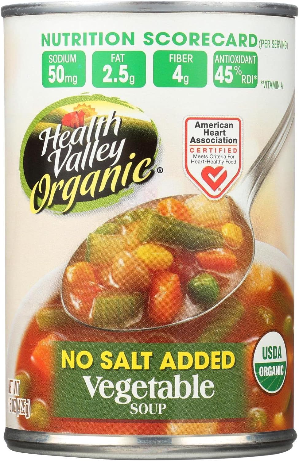 Health ValleyOrganic Soup - Vegetable No Salt Added - Case of 12 - 15 ozUSDA Organic