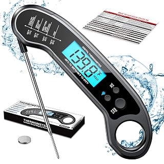 ROUUO G1 Digital Instant Read Meat Thermometer - Waterproof, 2-3s Fast Response for BBQ, Grill, Kitchen, Turkey, Beef