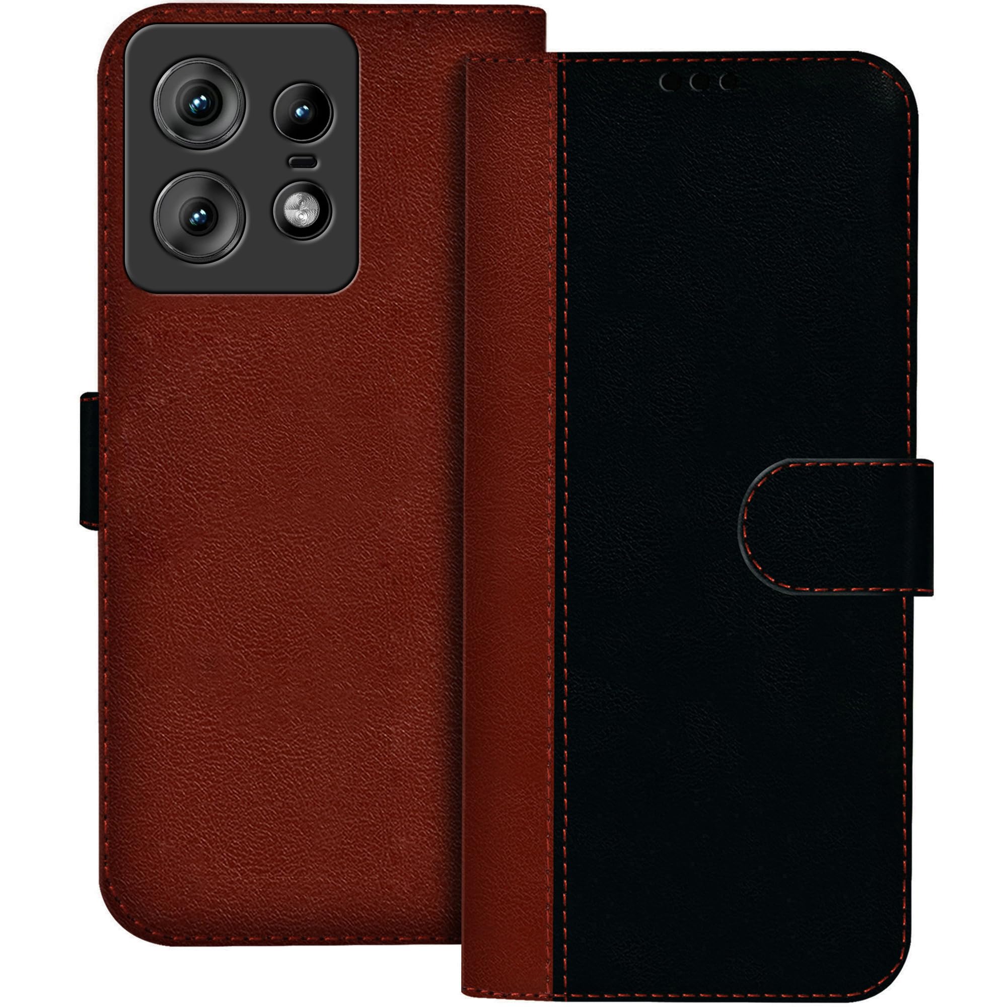 Hupshy Flip Back Cover Case for Motorola Edge 50 Pro 5G | Dual-Color Leather Finish | Inbuilt Stand & Pockets | Wallet Style Flip Cover for Moto Edge 50 Pro 5G (Black & Brown) (B0CYLR84XD) Amazon Price History, Amazon Price Tracker