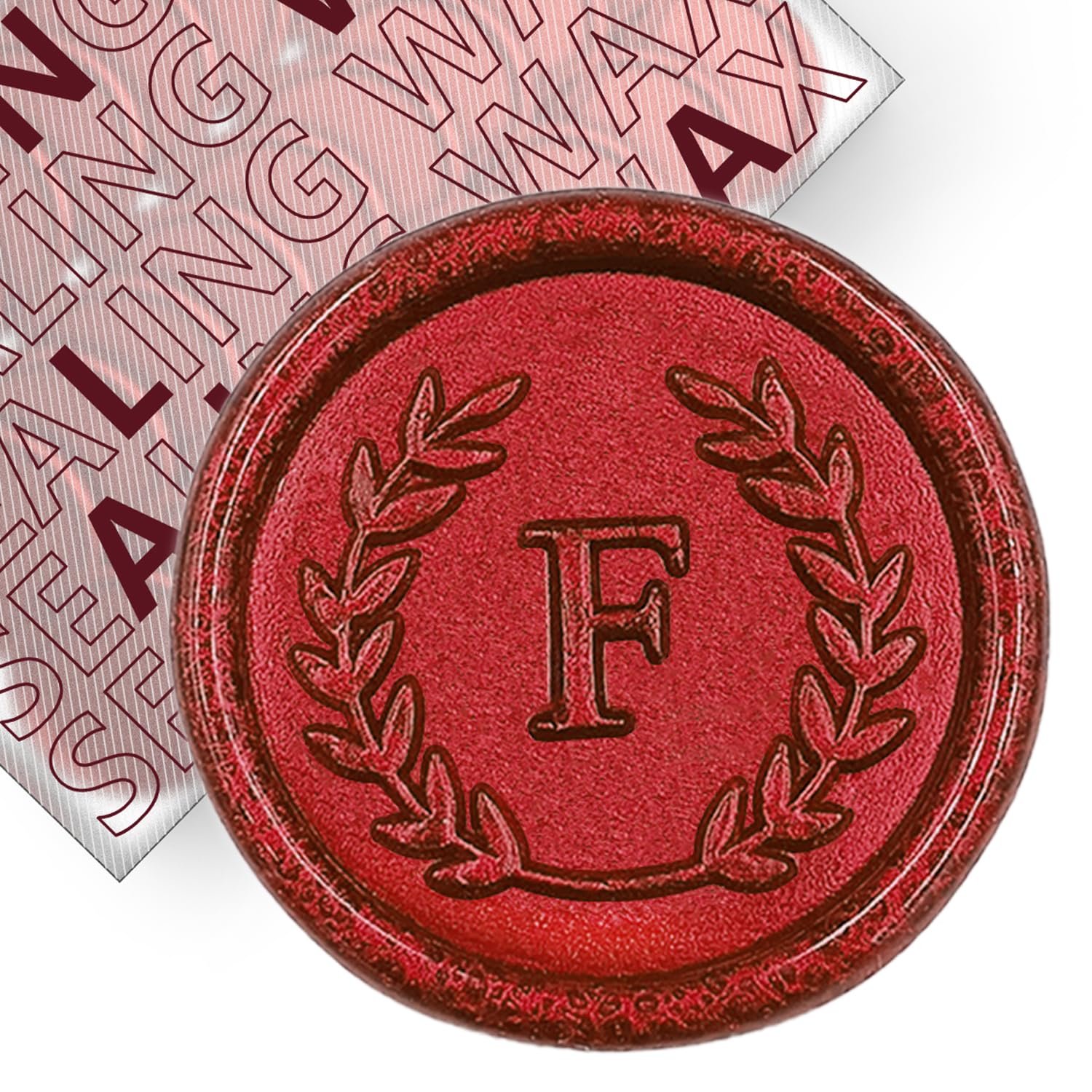 50Pcs Red Letter F Adhesive Wax Seal Stickers, Hand-Made, No Need Seal Stamp, Tear and Use Wax Stickers for Wedding Invitations, Envelopes, Christmas Gift