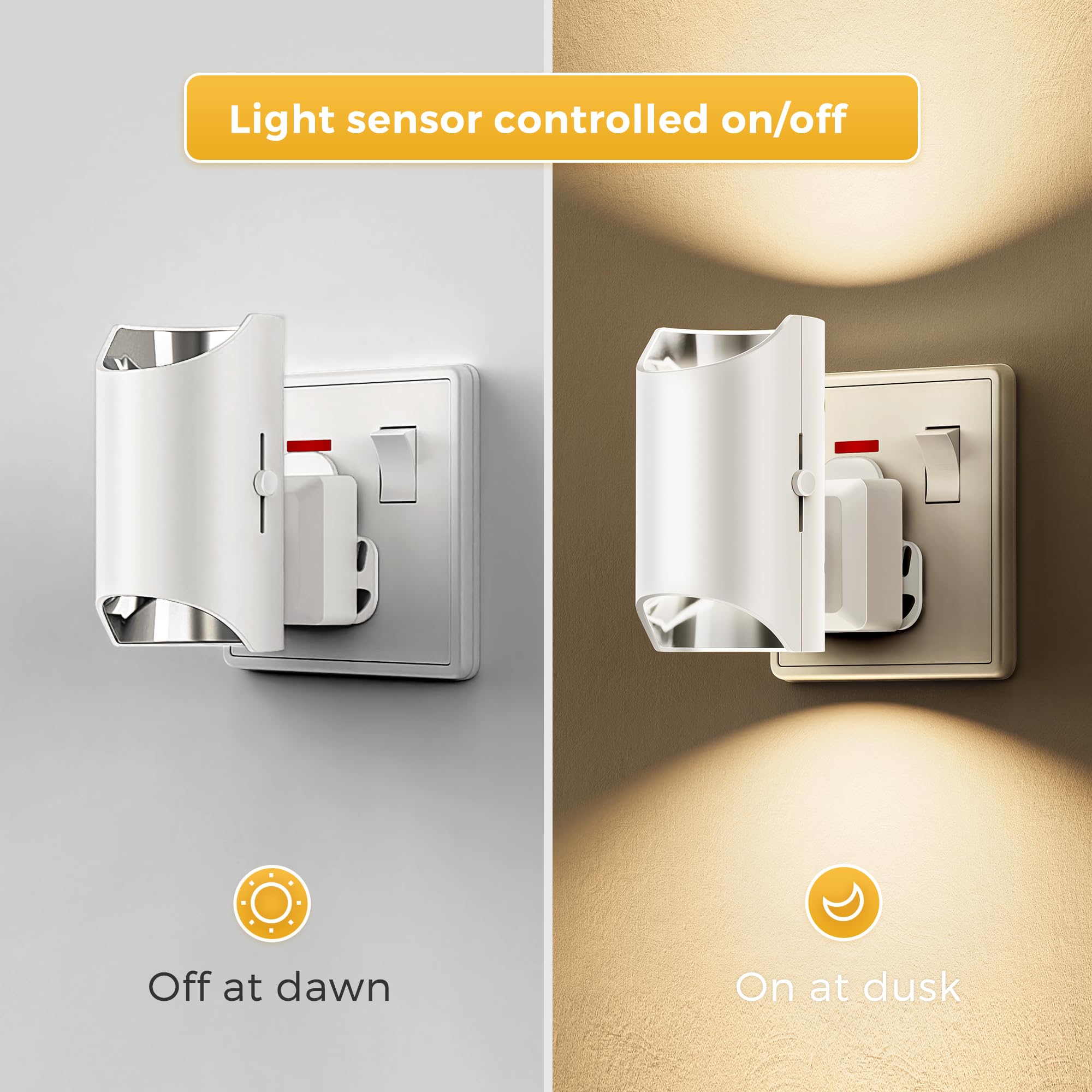 LOHAS-LED Night Light Plug in Wall, Modern Night Light with Dusk to Dawn Sensor, 0-100LM, 3000K Warm White - Image 2