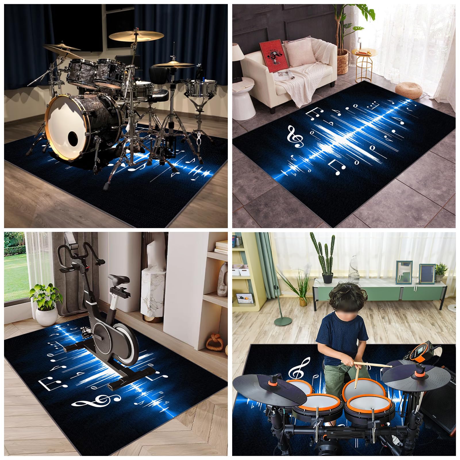 Schlagzeugteppich, Schlagzeug Teppich, Drum Teppich, Professionelles Schallschutz rutschfeste Trommelmatte für E-Drum Elektronisch Snare Schalldicht 150 x 120 cm