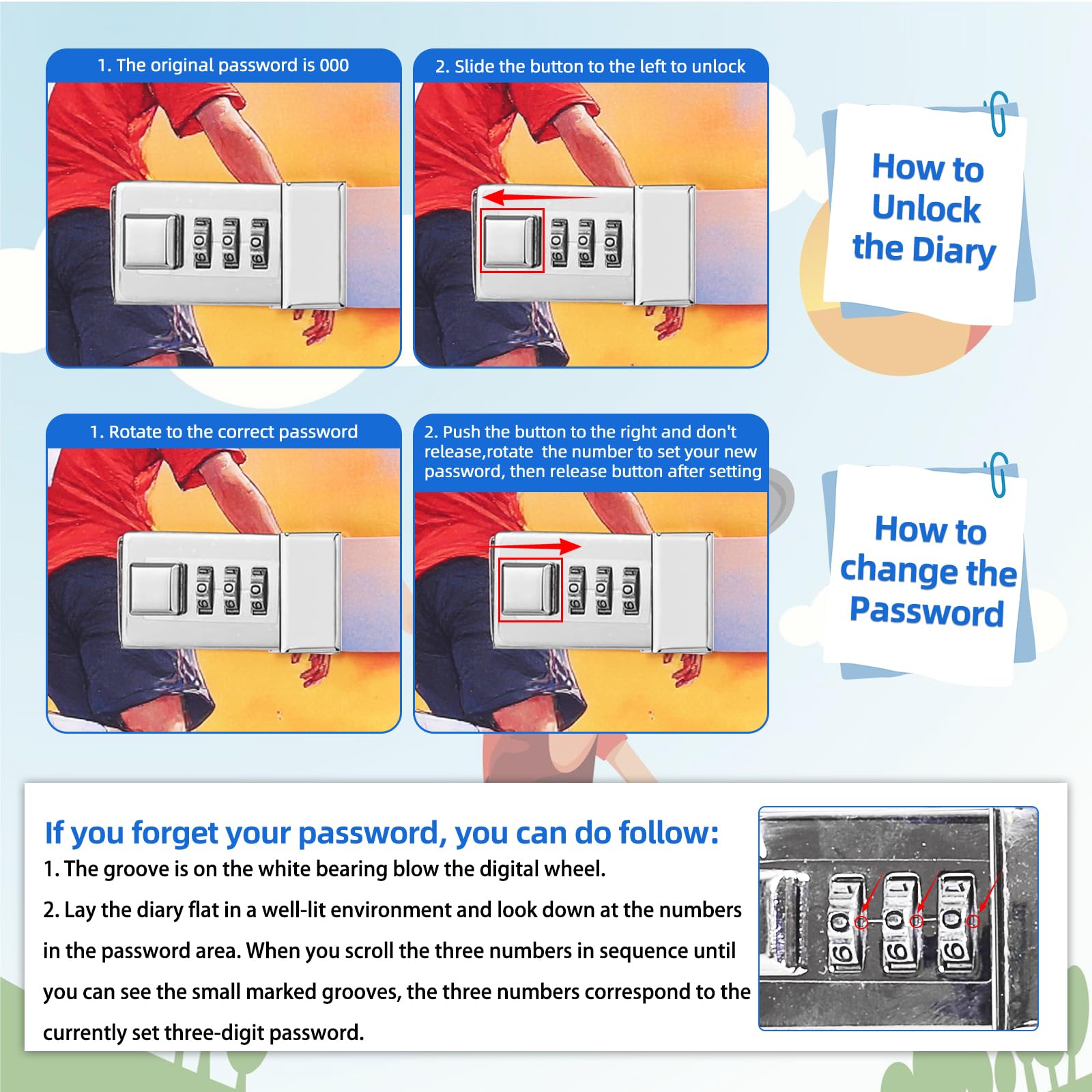 Folxakdis Diario Segreto Bambino Diario con Lucchetto Diario segreto con Codice Ragazzo Fantastici Diari Regalo per Ragazzi 8-16 anni