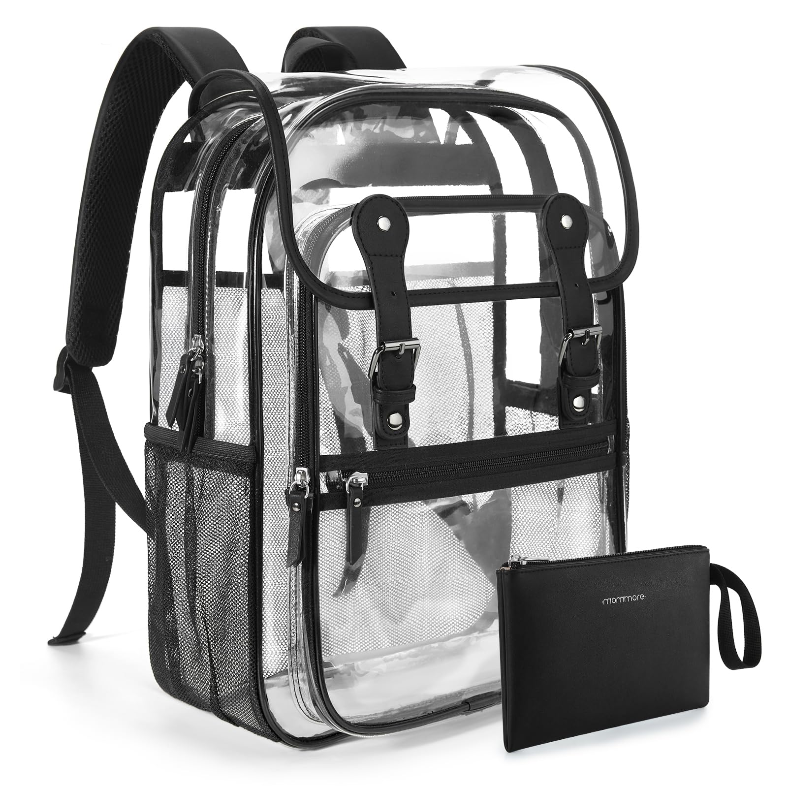Mommore Clear Backpack Heavy Duty Thick Pvc Clear Bookbag Pencil