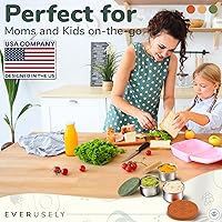 Vista 3 de Everusely Vasos para condimentos – Paquete de 3, 1.7 oz / 1.7 fl oz, silenciados, de acero inoxidable – Recipientes de condimentos con tapas