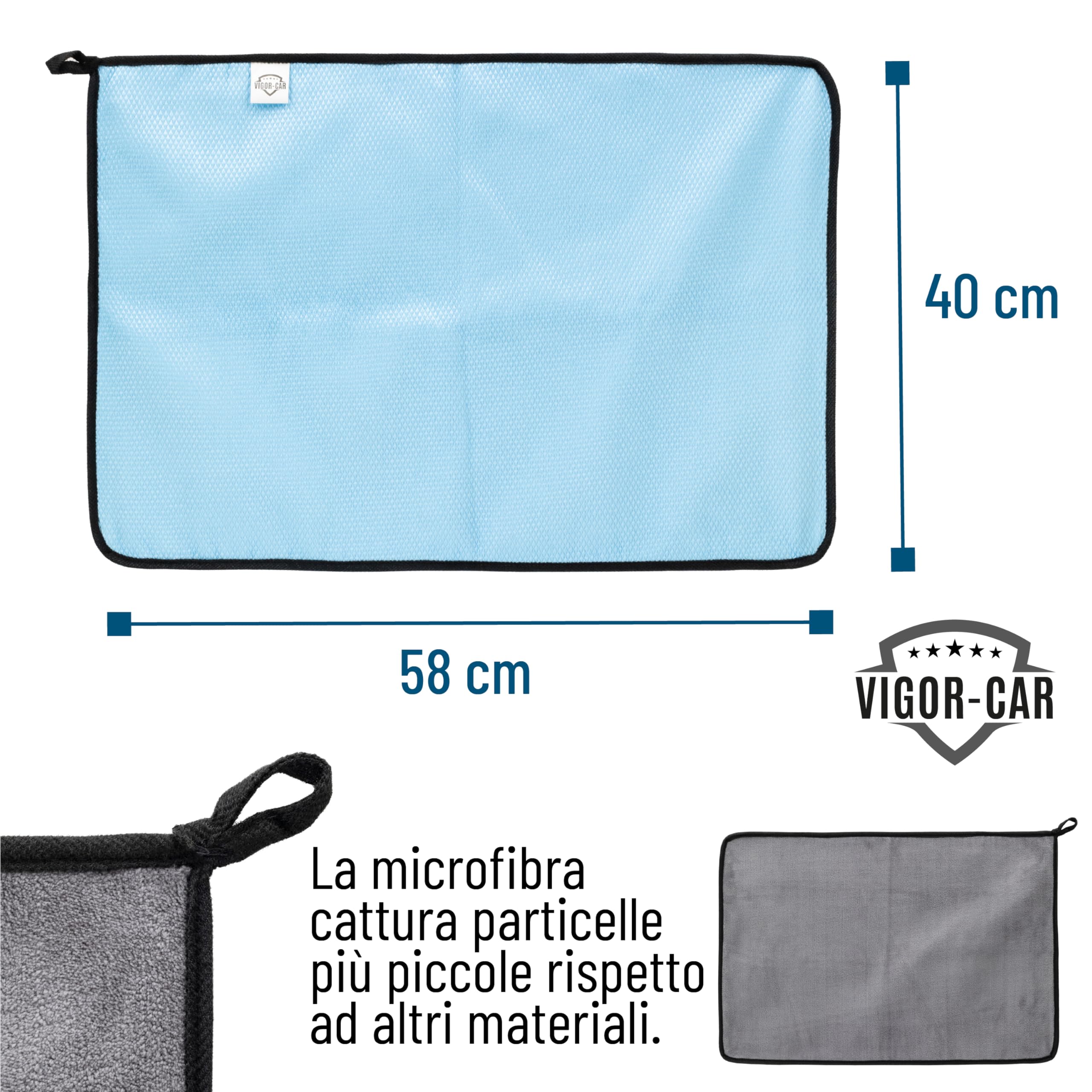 Generico Panni in Microfibra per Auto - Doppia Texture 620/300 gsm, Anti-Lint, con Gancio - Ideali per Pulizia Interna ed Esterna, Set da 2 Pezzi