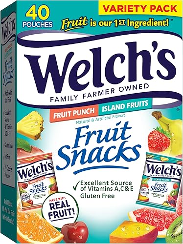 Welch's Fruit Snacks, Fruit Punch & Island Fruits, Individual Single Serve 0.8 o