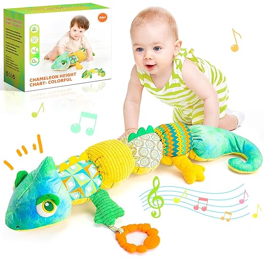 faentwc Baby Christmas Toys 0-12 Months Infant Stuffed Animal Musical Toy with Teether, Rattle & Crinkle - Montessori Sensory Toy for 3-6-18 Month Boy Girl Xmas Gifts Activity for Tummy Time Newborn