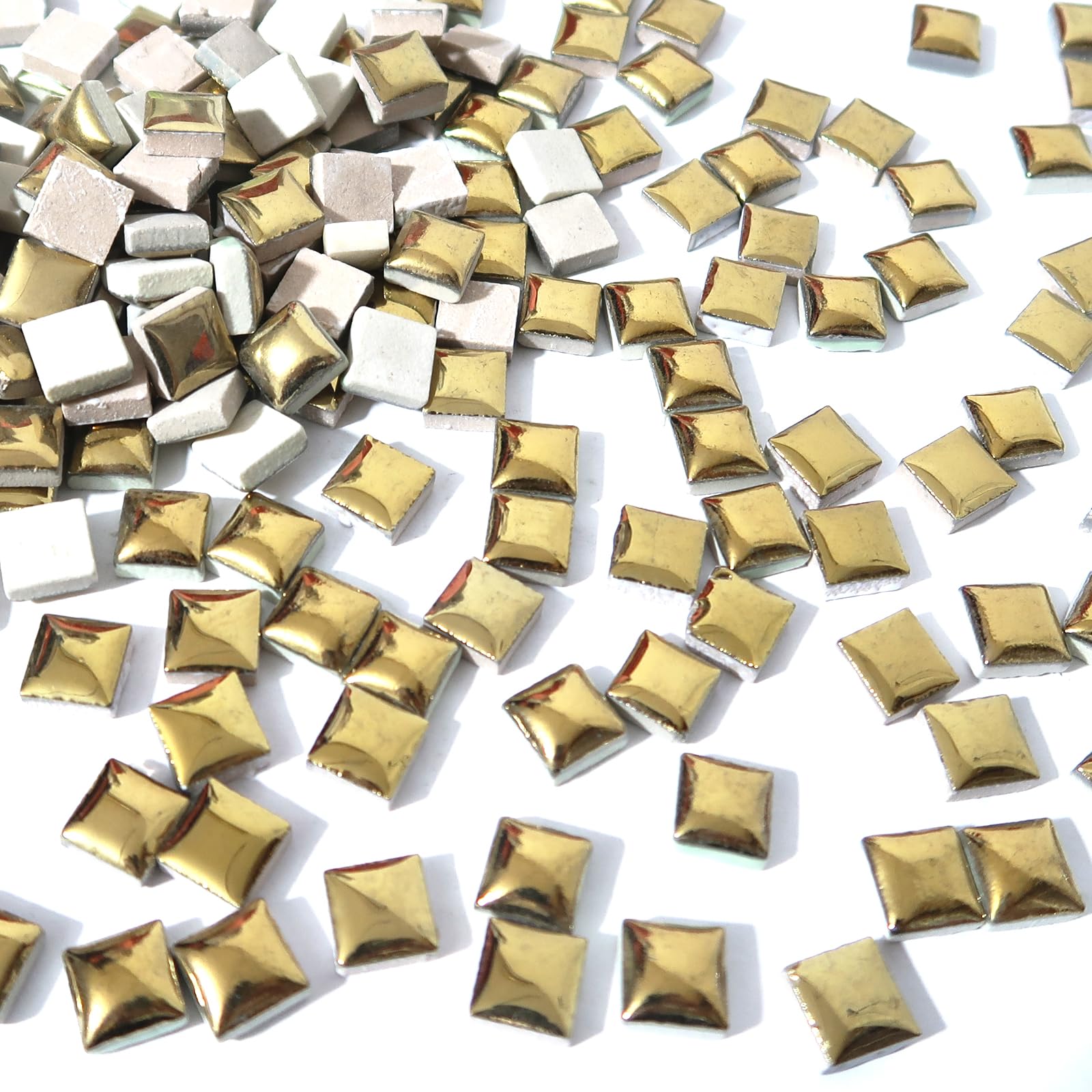 00 Pieces Square Mosaic Tiles for Crafts Bulk, 16 Colors 12mm Ceramic Mosaic Tile for Mosaic Projects Home Decor - Gold Mosaic Tiles-picture-20