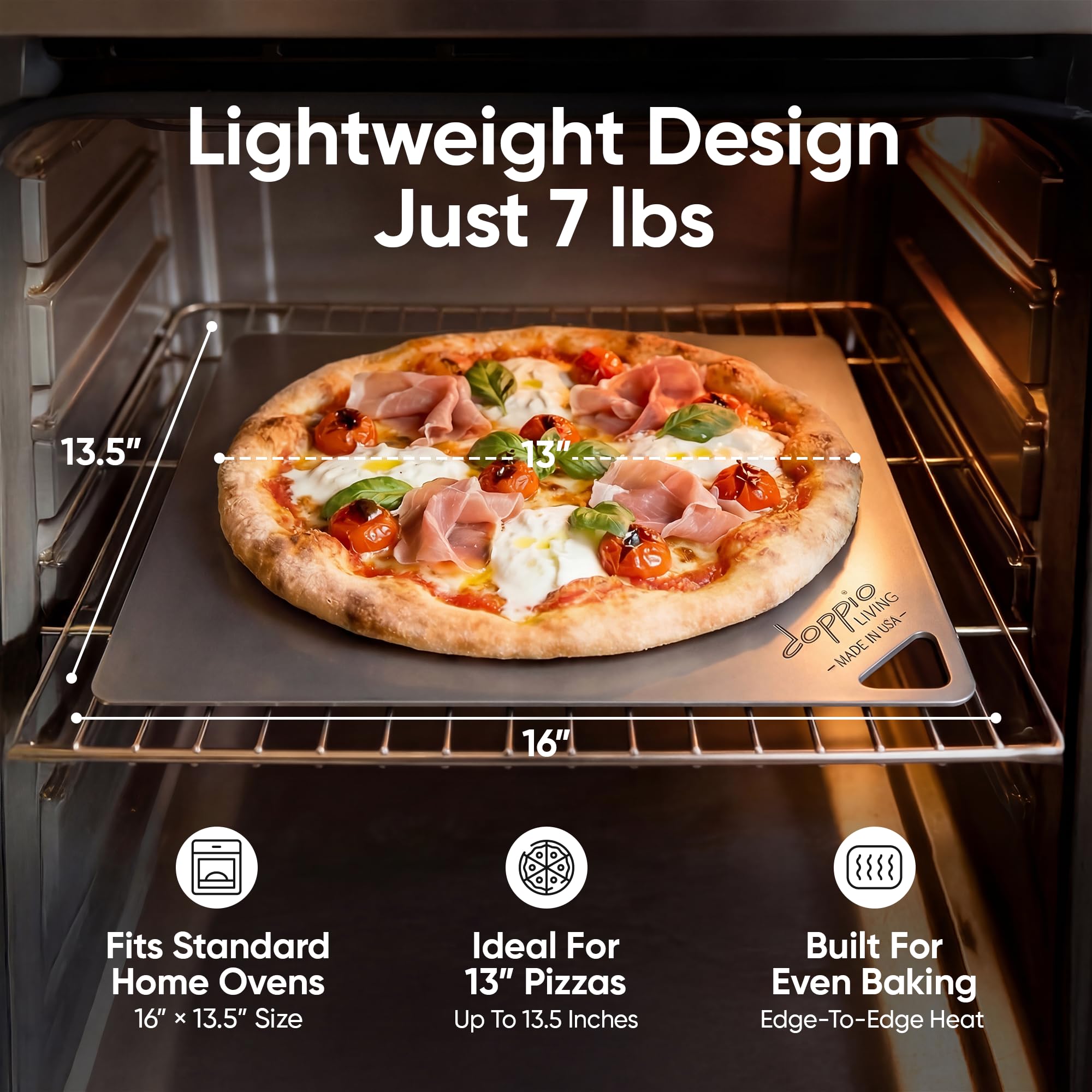 Leichter Pizzastahl für Backofen, hergestellt in den USA, ultradünn, 40,6 x 34,3 cm, vorgebrannter Backstahl für handwerkliches Brot, Sauerteig und mehr, hochwertige Kruste zu Hause