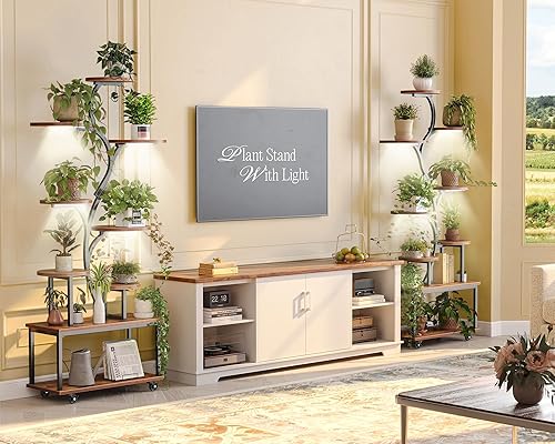 Miniatura 6 de PRAISUN Soporte para plantas de 63.6 pulgadas con luces de cultivo, estante de plantas de interior de 9 niveles con soporte para flores más grande,