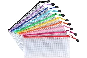 Tamaki Multicolored Mesh Zipper Document Bags for School and Office Organization