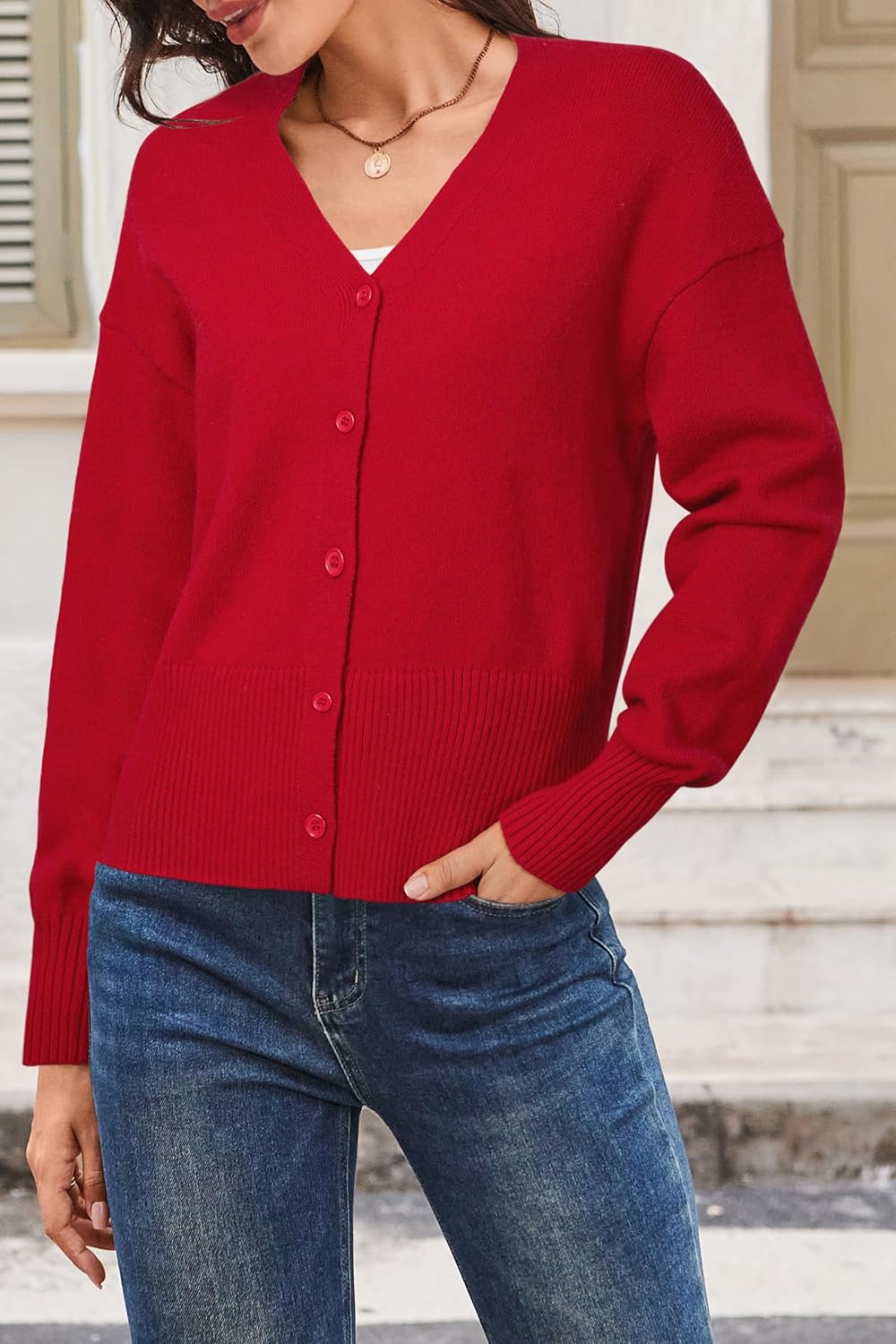 Newshows Women's Wool Blend Cardigan Sweaters 2026 Spring Fashion Lightweight Button Down V Neck Business Outfits - Image 2