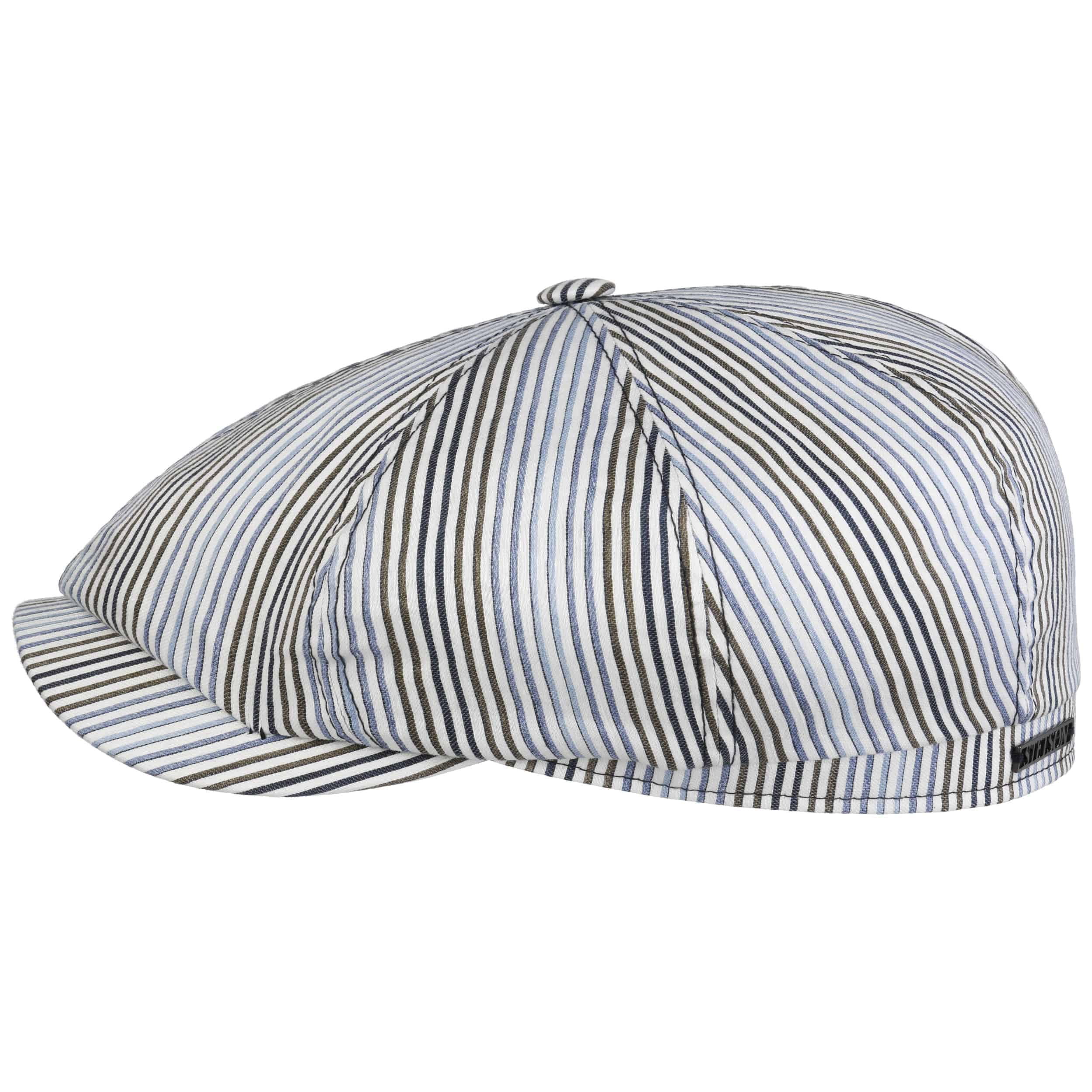 Stetson Hatteras Fresh Stripes Flatcap Gestreifte Schirmmütze Streifendesign Leinen Seide Made in Germany Herren Frühjahr Sommer