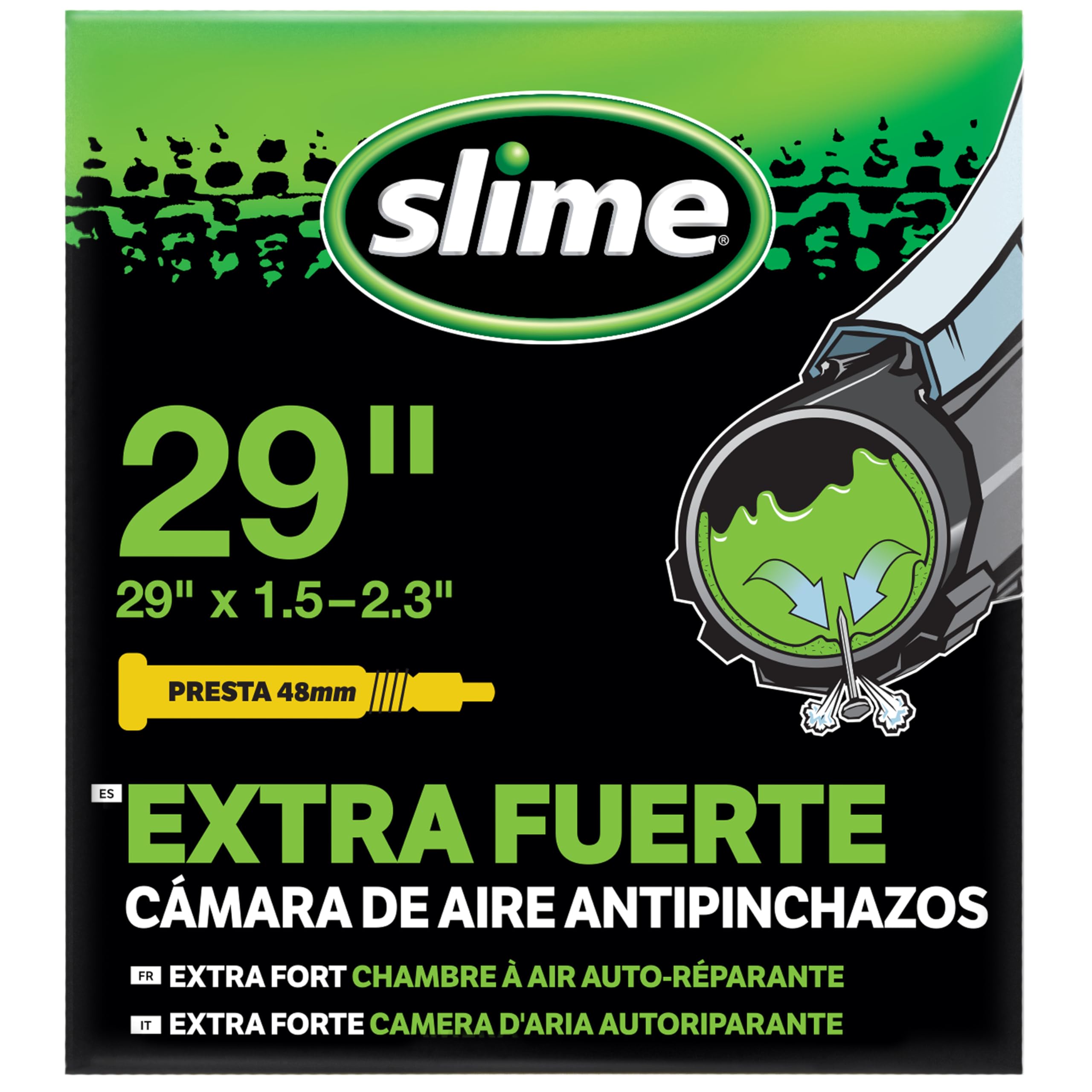 Slime 30073 Chambre à Air de Vélo avec Gel Anti-​crevaison Slime, Auto-​réparante, Prévention et Réparation, Valve Presta, 29" x 1.5-​2.3"