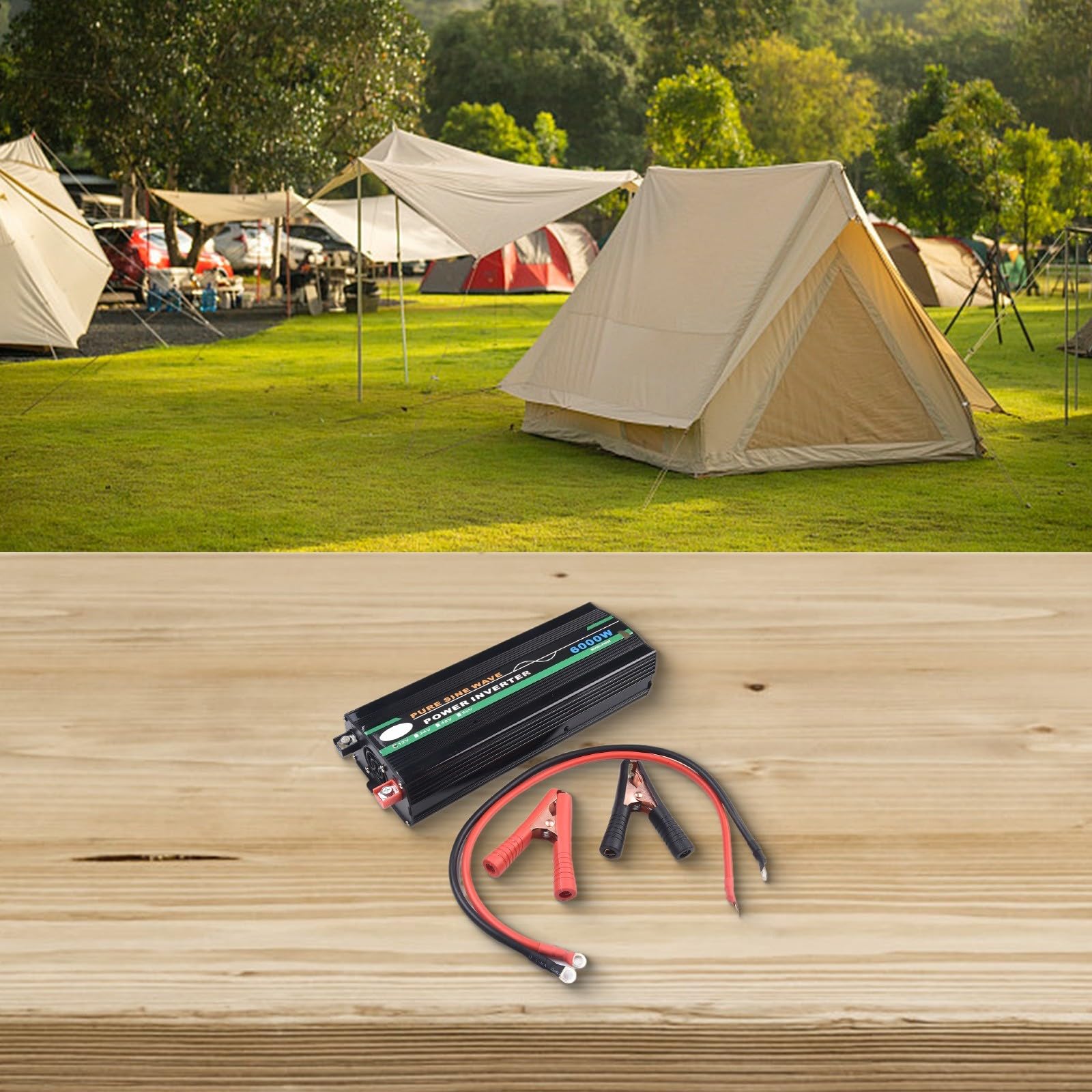 Inversor de corriente de onda sinusoidal pura de 6000 W, con indicador LED para panel solar, hogar, actividades al aire libre (60 V a 220 V)