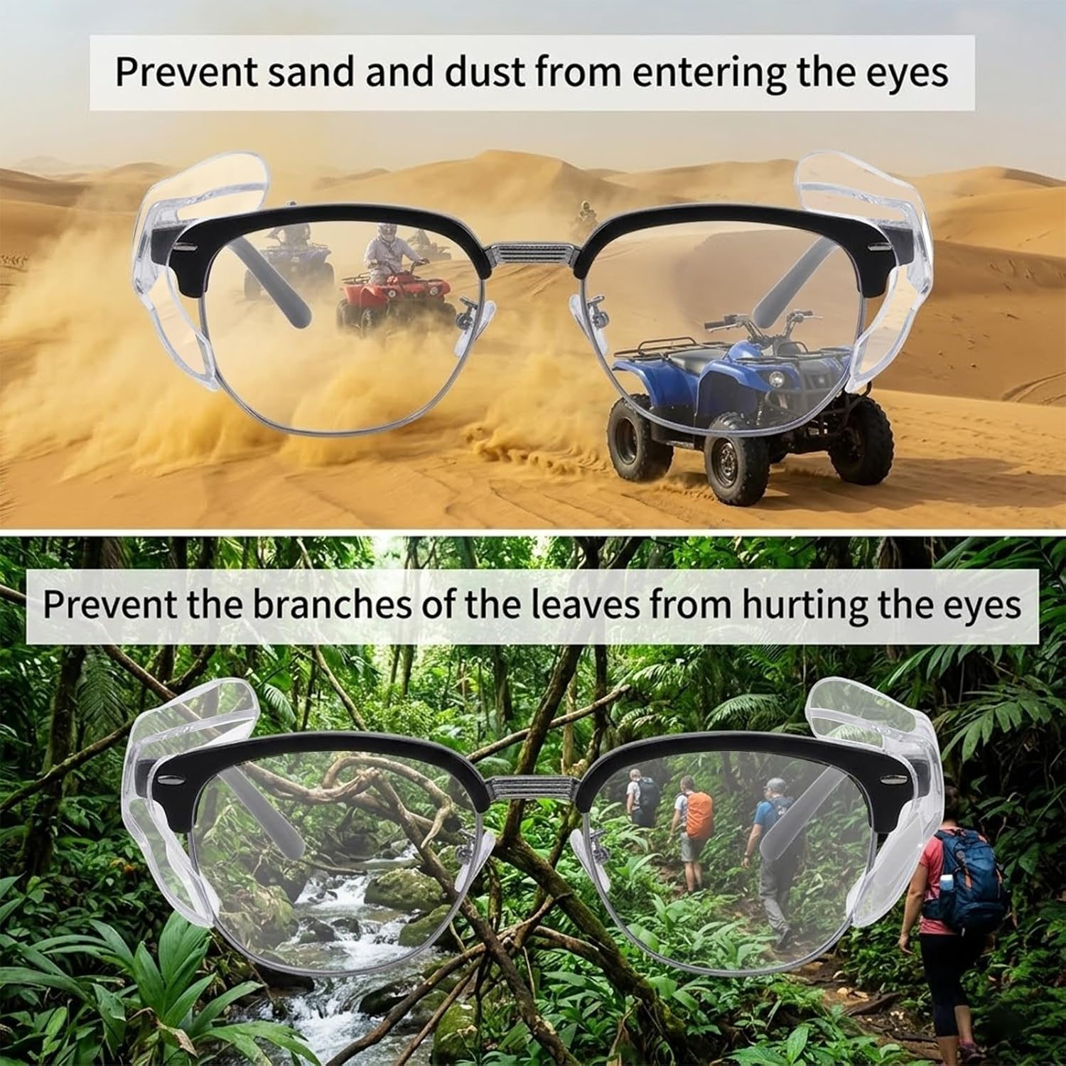 30 Pairs Eye Glasses Side Shields for Prescription Glasses, Flexible Slip on Clear Side Shields, Fits S to L Eyeglasses