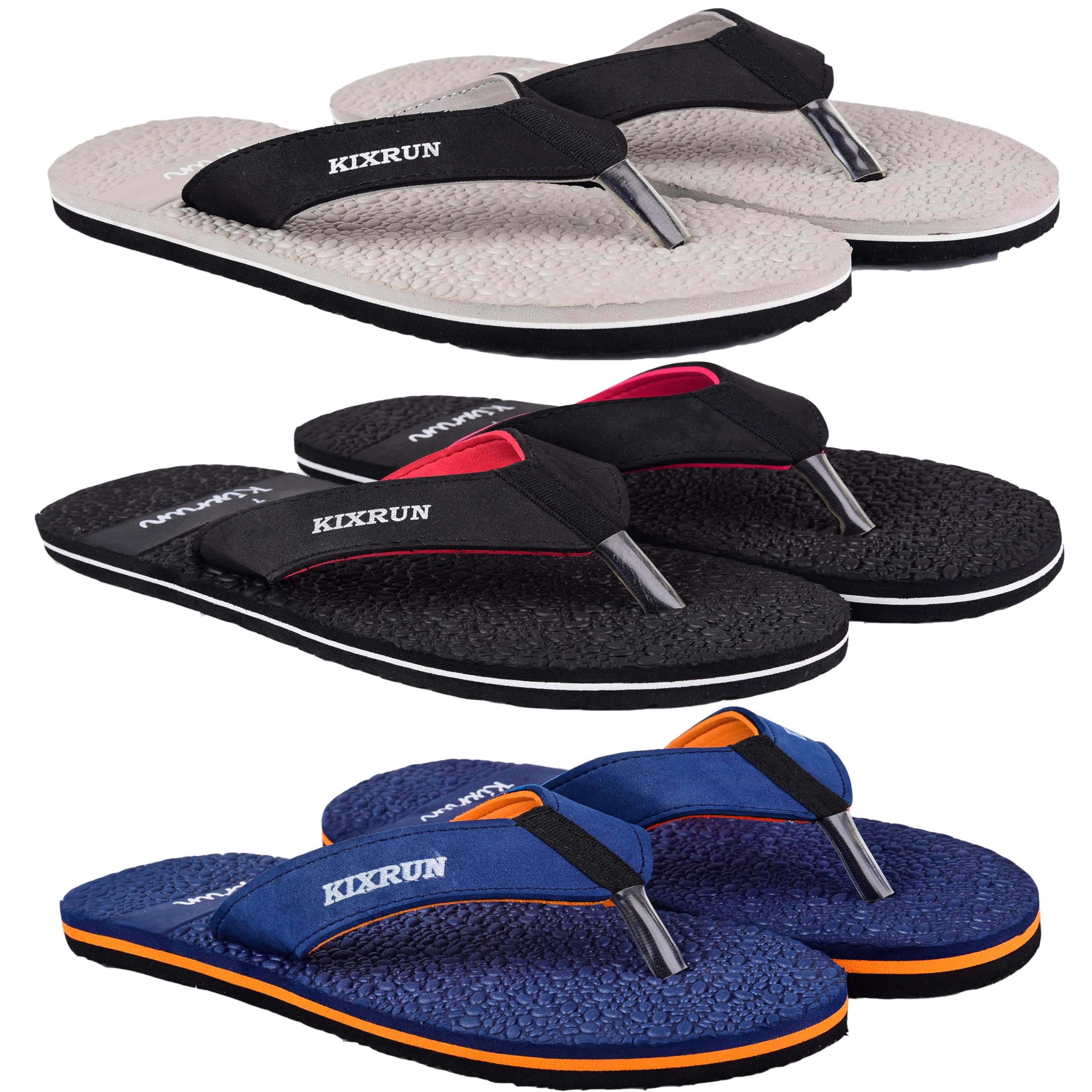 kixrun Slippers for Men| Durable| Lightweight| Daily| Waterproof l Stylish l Comfortable|Casual wear|Multicolor Slipper (Pack of 3)-picture-40