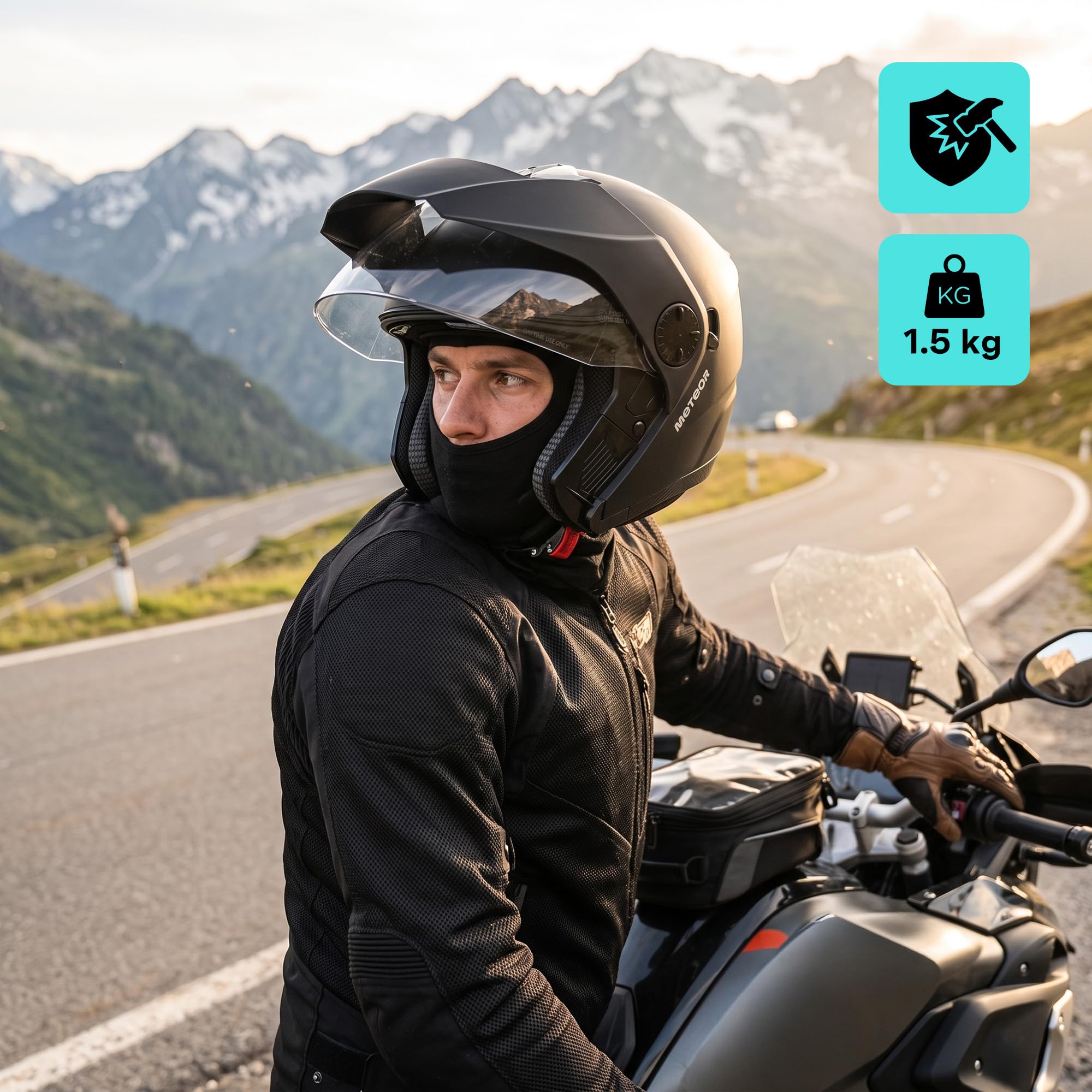 meteor Casco Moto Jet homologado ECE 22.06 con Parasol Hombre Mujer | Hekato casco jet moto hombre mujer con doble pantalla y parasol - homologado ECE 22.06 - ligero - tallas M L XL