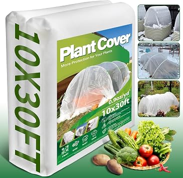 Avalution Plant Covers Freeze Protection, 10x30 FT Frost Cloths for Outdoor Plants, 0.9 oz/yd2 Reusable Frost Blankets for Outdoor Plants, Row Covers for Vegetables Season Extension