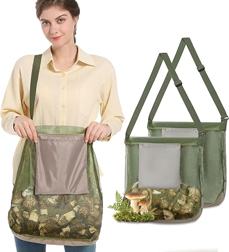 Bolsa de caza de forraje de hongos (17 x 16 pulgadas) - Kit de forraje con bolsa de malla, correa de hombro ajustable, regalo ideal para