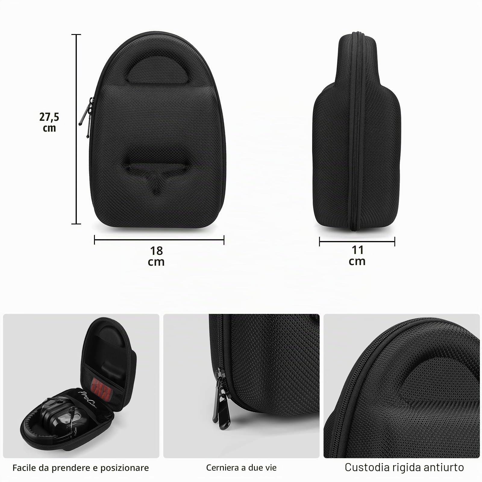 ProCase Set di Protezione dell'Udito e Protezione degli Occhi SNR34 Db, Protezione Acustica per Le Orecchie + Occhiali protettivi + Custodia Rigida per Il Trasporto + Morbidi Tappi per Le Orecchie