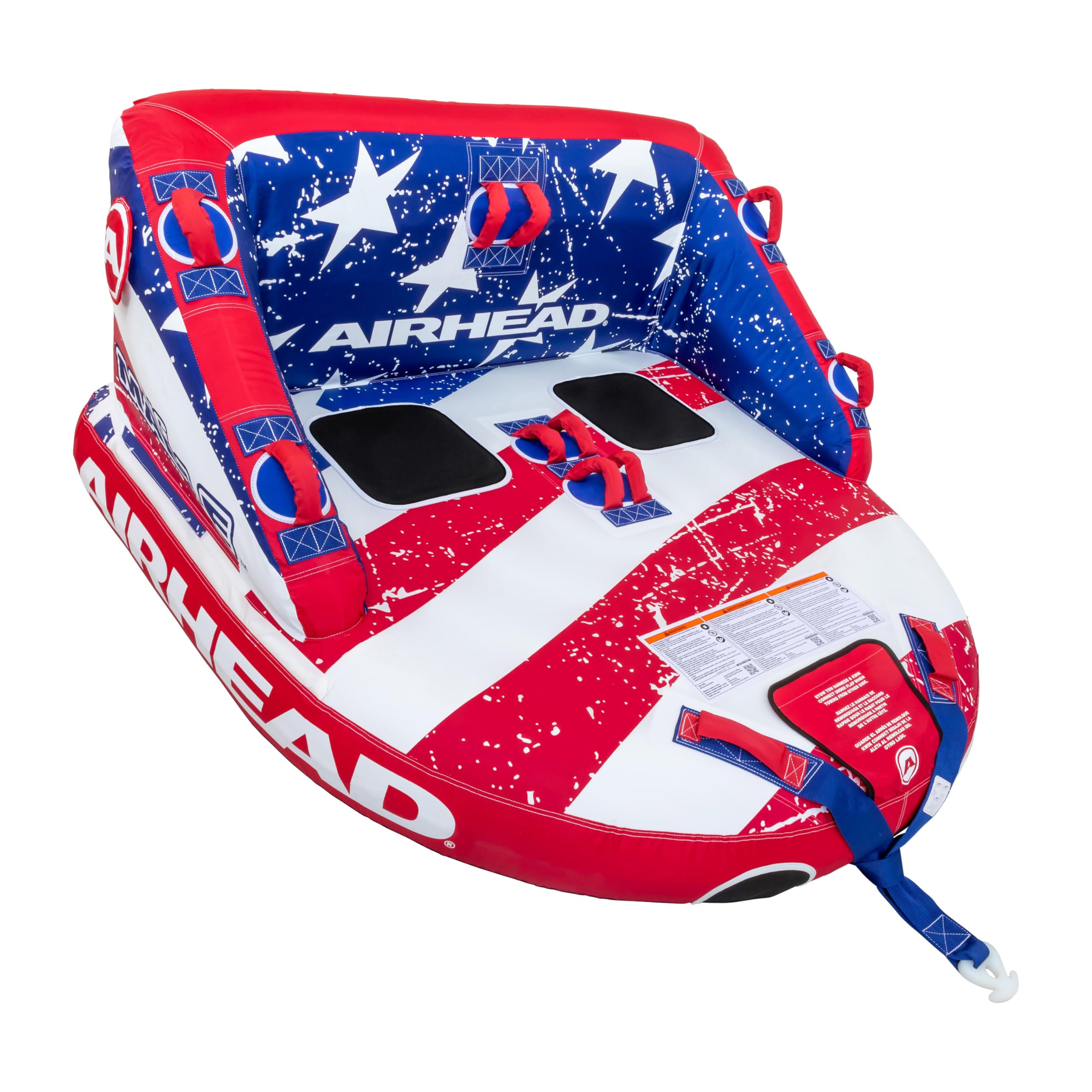 Airhead Mable Inflatable Towable Tube, 1-4 Rider Models, Dual Tow Points, Full Nylon Cover, EVA Foam Pads, Patented Speed Valve, Boat Tubes and Towables