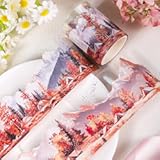 PET Tape for Journal Scrapbooking - Mountain Scenery Forest Sunset Journal PET Tape Scrapbook Supplies, Notebook Scrapbook Bottle Crafts Décor