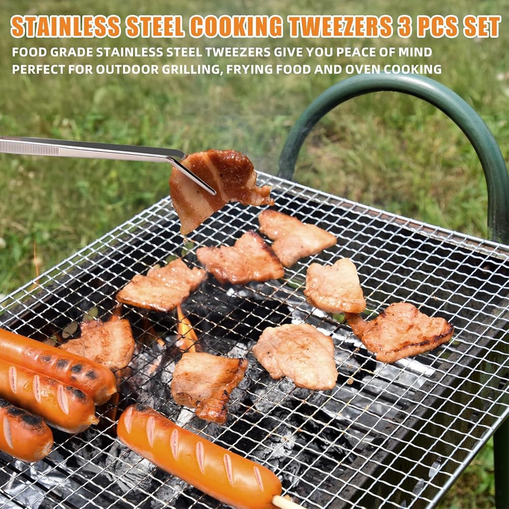 3-Piece Stainless Steel Kitchen Tweezers Set - Image 5