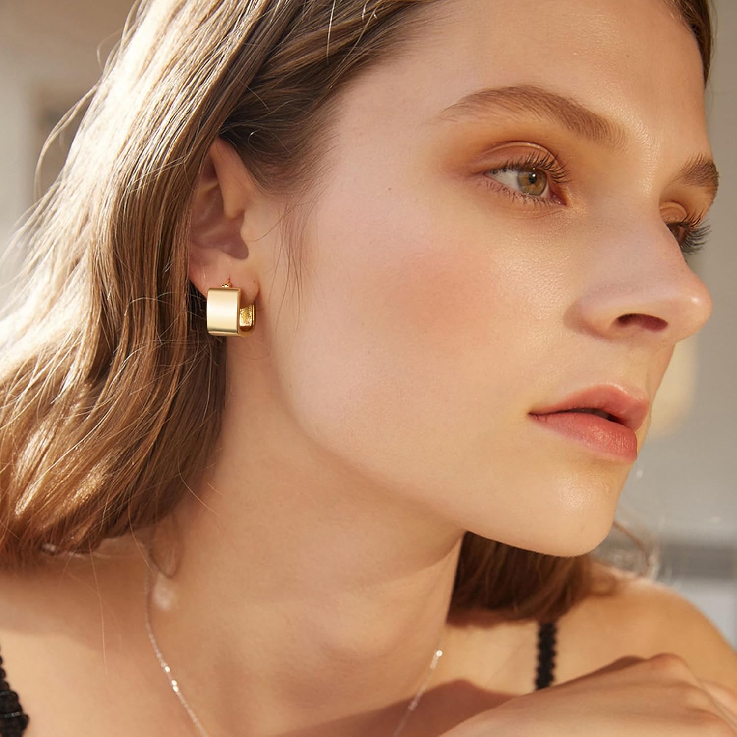 925 Sterling Silver Chunky Hoop Earrings for Women Hypoallergenic Silver Earrings Chunky Huggie Square Hoop Earrings Minimalist Silver Hoops Earrings for Jewelry Gifts - Image 5