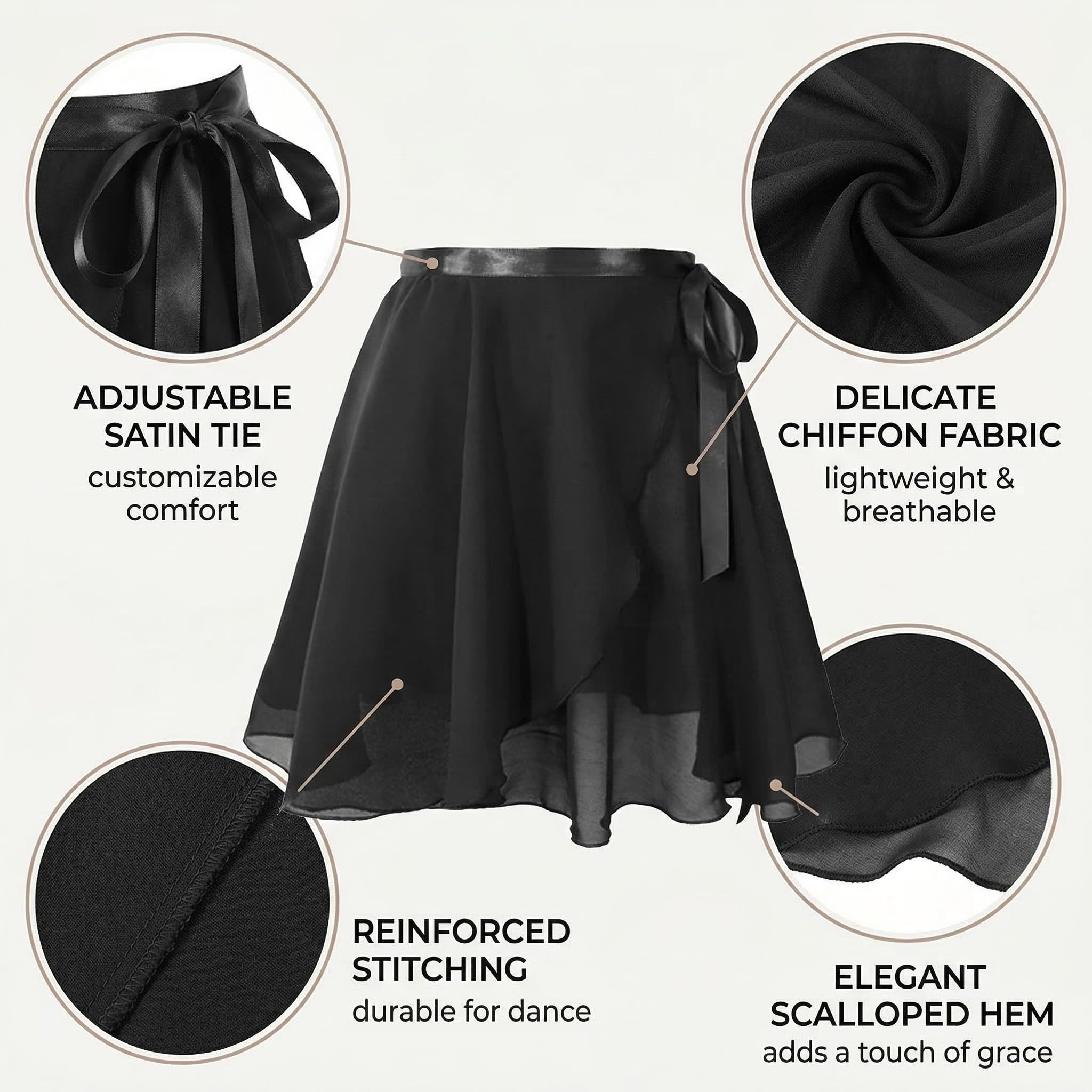 Falda de Ballet para Mujer, Falda de Abrigo la Danza de Ballet Gasa con Lazo de la Cintura, Clásica Ropa para Gimnasia para Mujeres, S — view 6