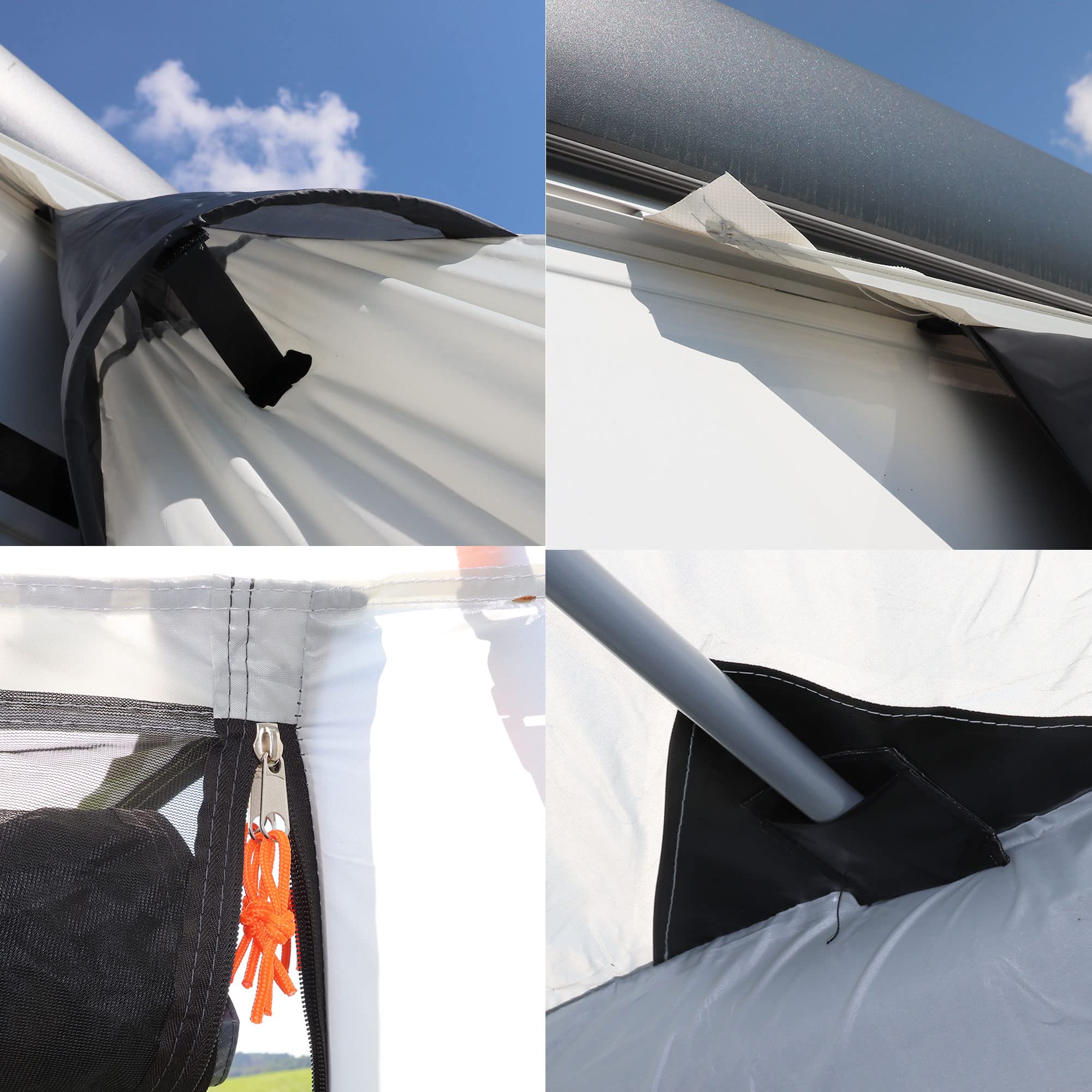 Seitenzelt 260x250cm Camping Luft Vorzelt für Wohnwagen, Wohnmobil inkl. Pumpe (260x250cm)
