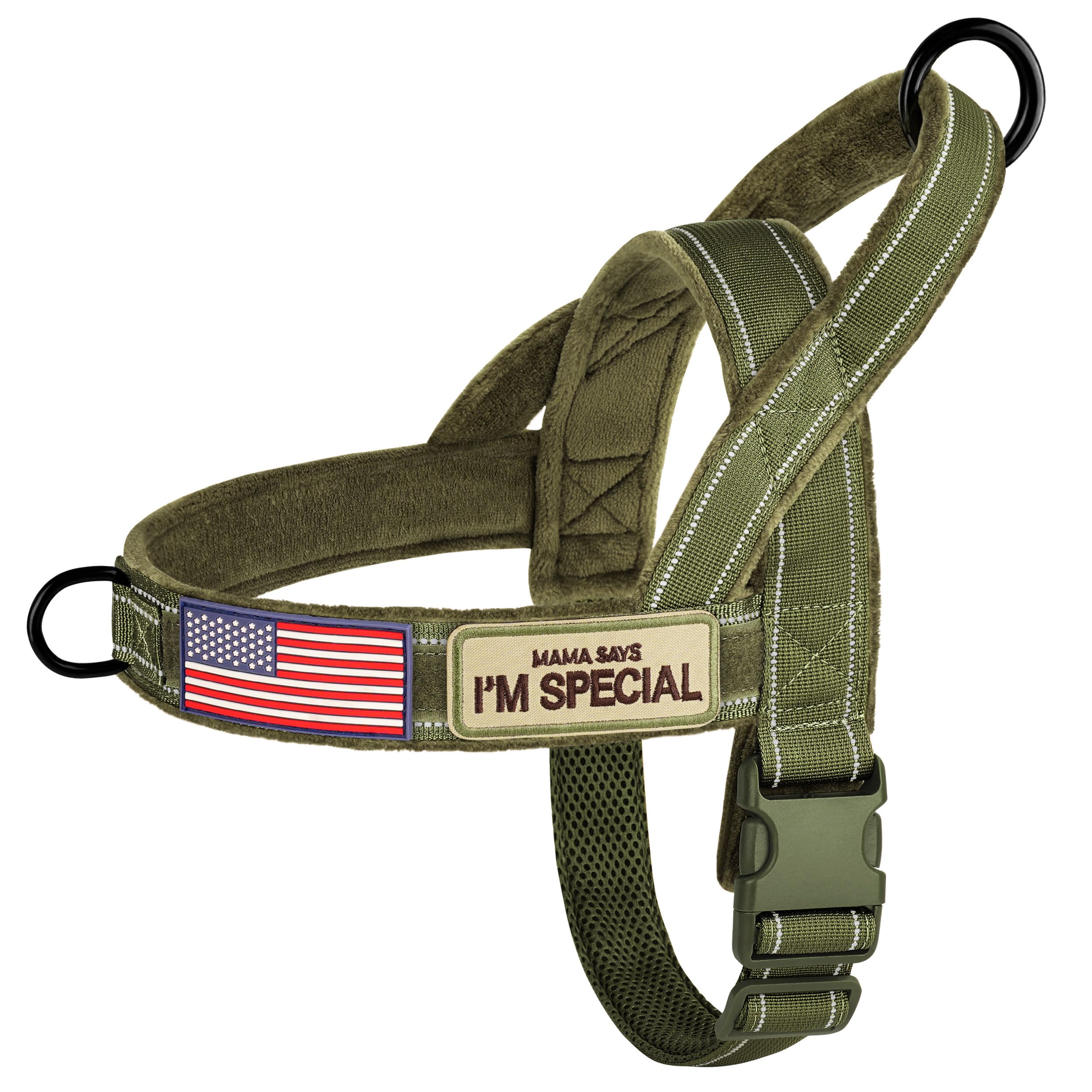 Forestpaw No Pull Dog Harness with Large Handle,Slip on Reflective Vest with Quick Release Buckle,Comfortable Flannel Lining for Medium Large Dogs