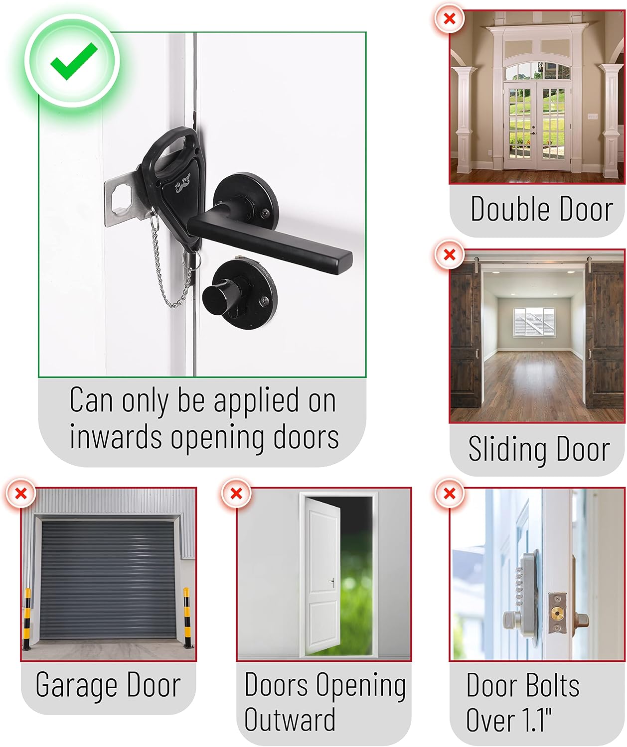 Mr. Pen- Portable Door Lock, Home Security Door Lock, Door Lock Latch, Door Lock Security, Door Locks for Kids Safety, Door Security, Hotel Door Locks for Travelers, Portable Lock for Door
