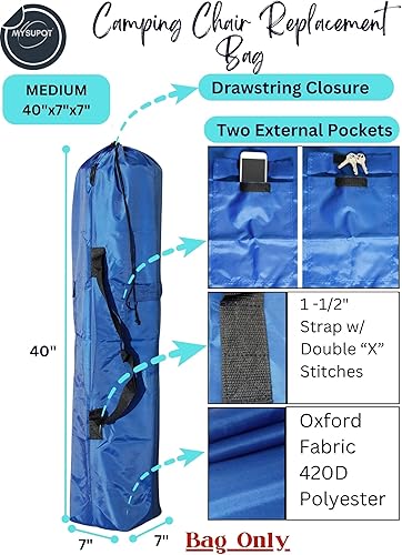 Miniatura 3 de Bolsa de repuesto de 40 x 7 x 7 pulgadas (azul, M) para silla de campamento plegable, sillas de campamento, hamaca, tapete de yoga, silla de playa,