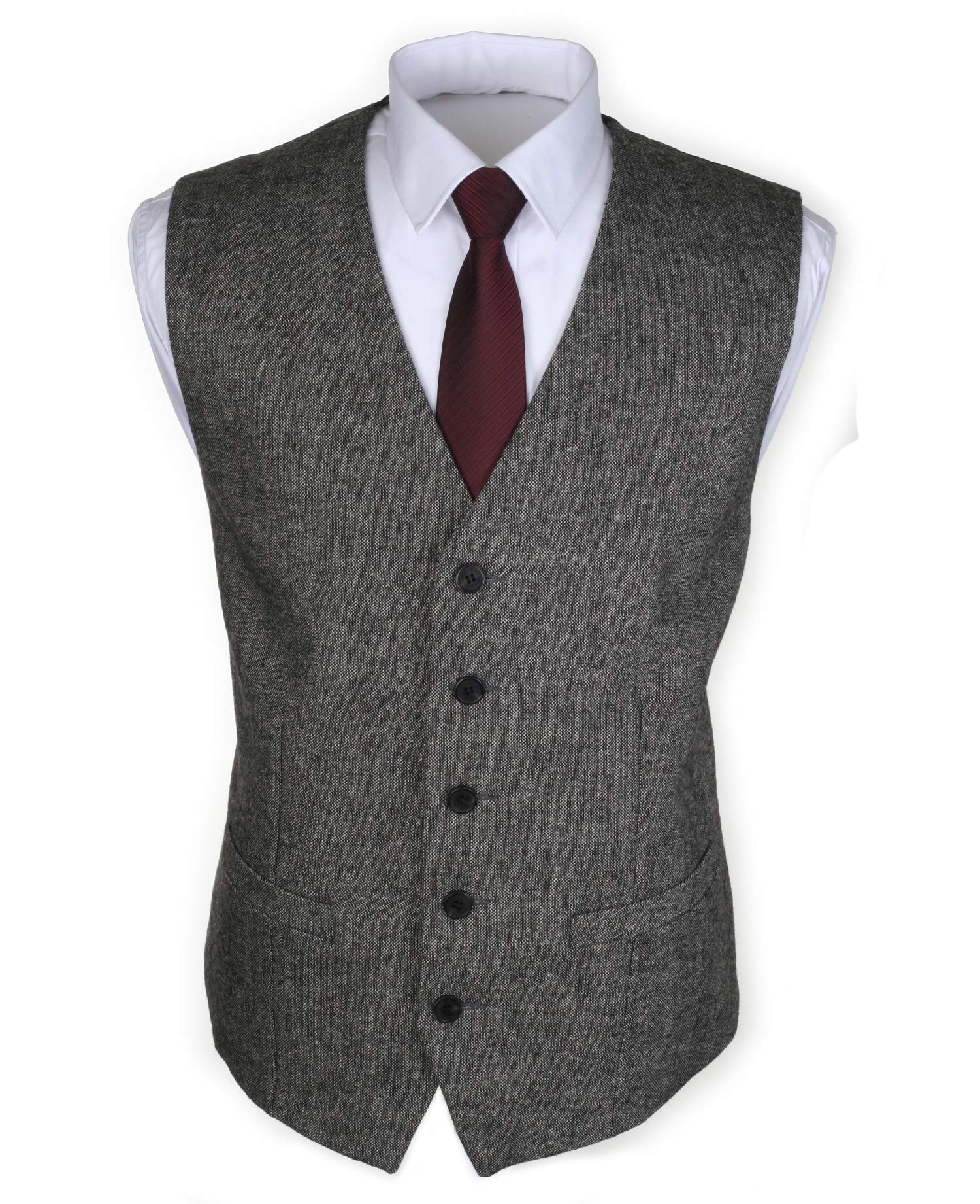 ruth&boaz 2Pockets 5Buttons Wool Herringbone Tweed Business Suit Vest-picture-35