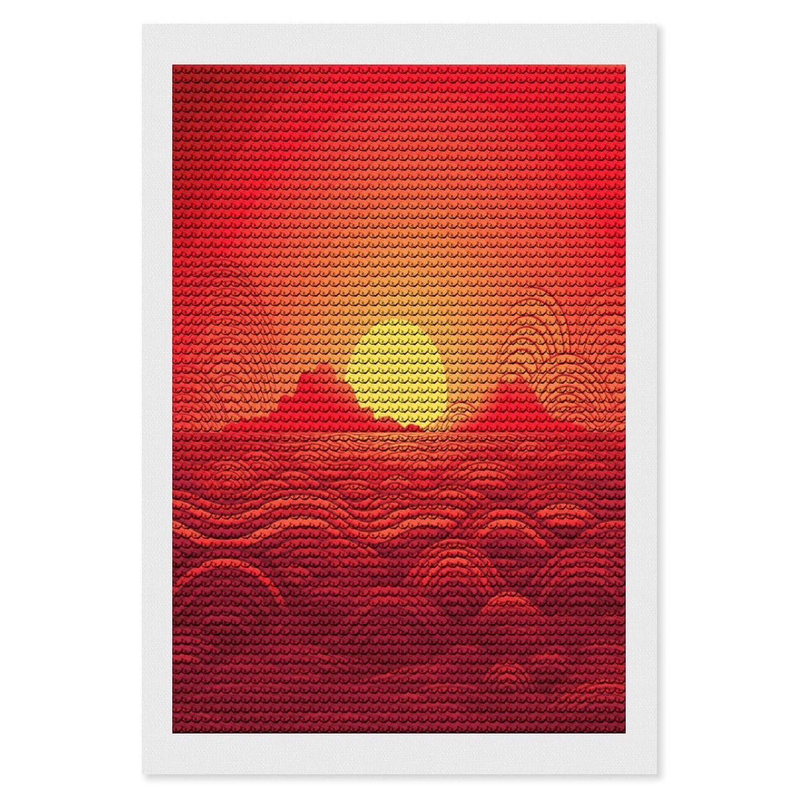 FekiLoot Red Sunrise Paint by Numbers Kit for Adults Beginner DIY Diamond Dots Paintings Round Full Drill Diamond Art Kits Picture Diamond Art Painting Kits for Home Decor 8"x12"