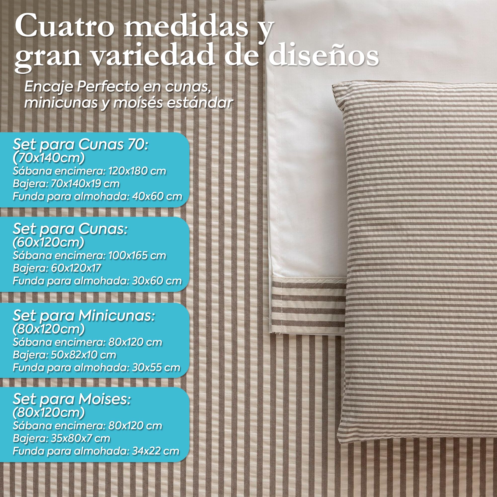 Cambrass Juego Sábanas Cuna Derby Beige 70x140 cm 3 Pzs