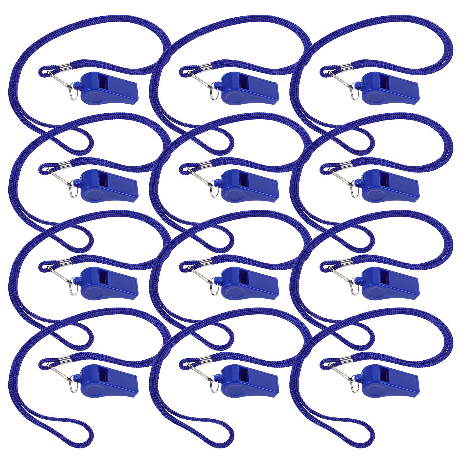 Silbato de Emergencia 36 Piezas con Cordón de Plástico Azul | Sonido Fuerte de Alta Decibelios, Poliéster Ligero, para Senderismo y Actividades al Aire Libre