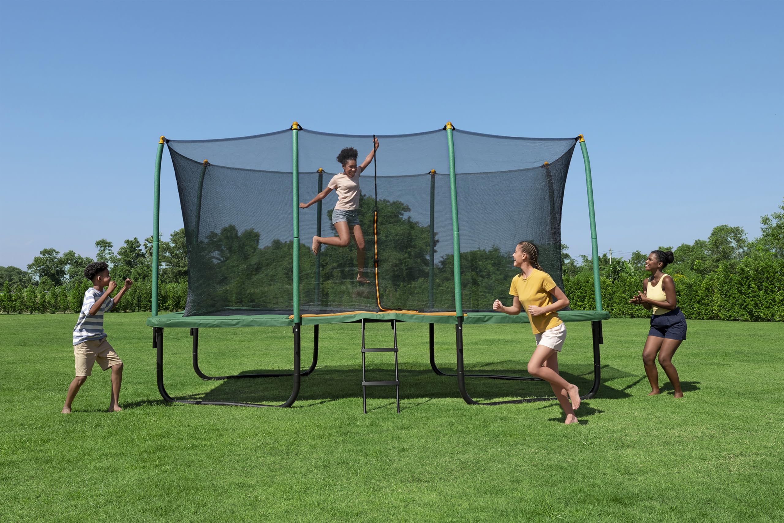 Bestway Trampolin Extreme Air 457 x 274 x 283 cm – Großes Gartentrampolin mit Sicherheitsnetz & Leiter, Robustes Outdoor Spielgerät für Kinder ab 6 Jahre, Komplettset